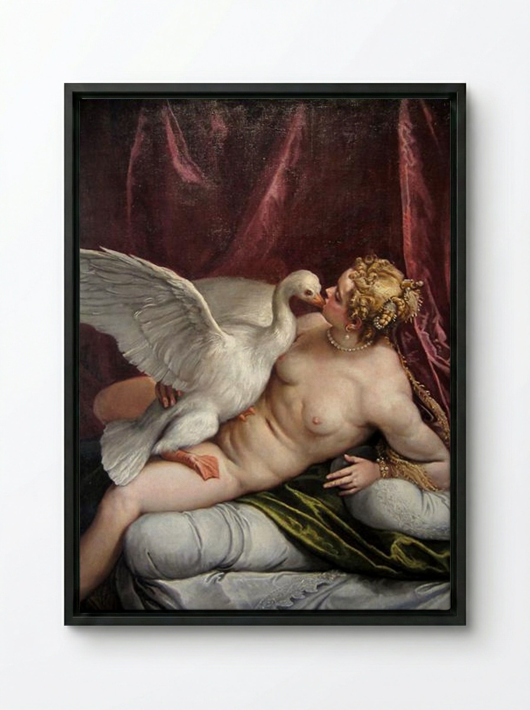 Leda and the Swan - Paolo Veronese - Framed Canvas Black