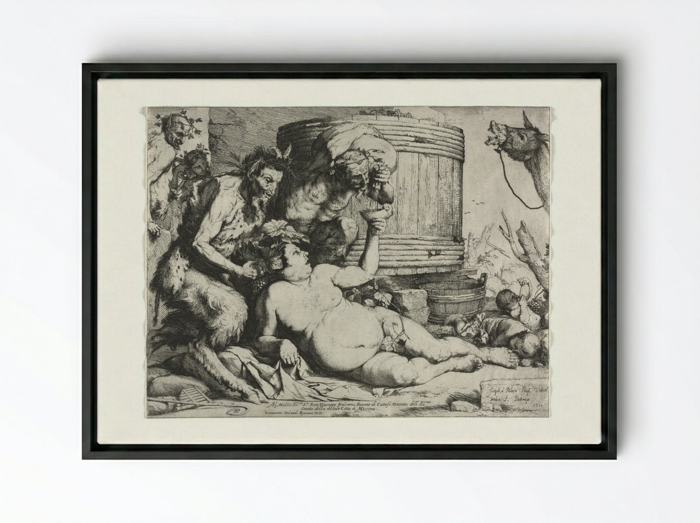 The Drunken Silenus - Jusepe de Ribera - Framed Canvas Black
