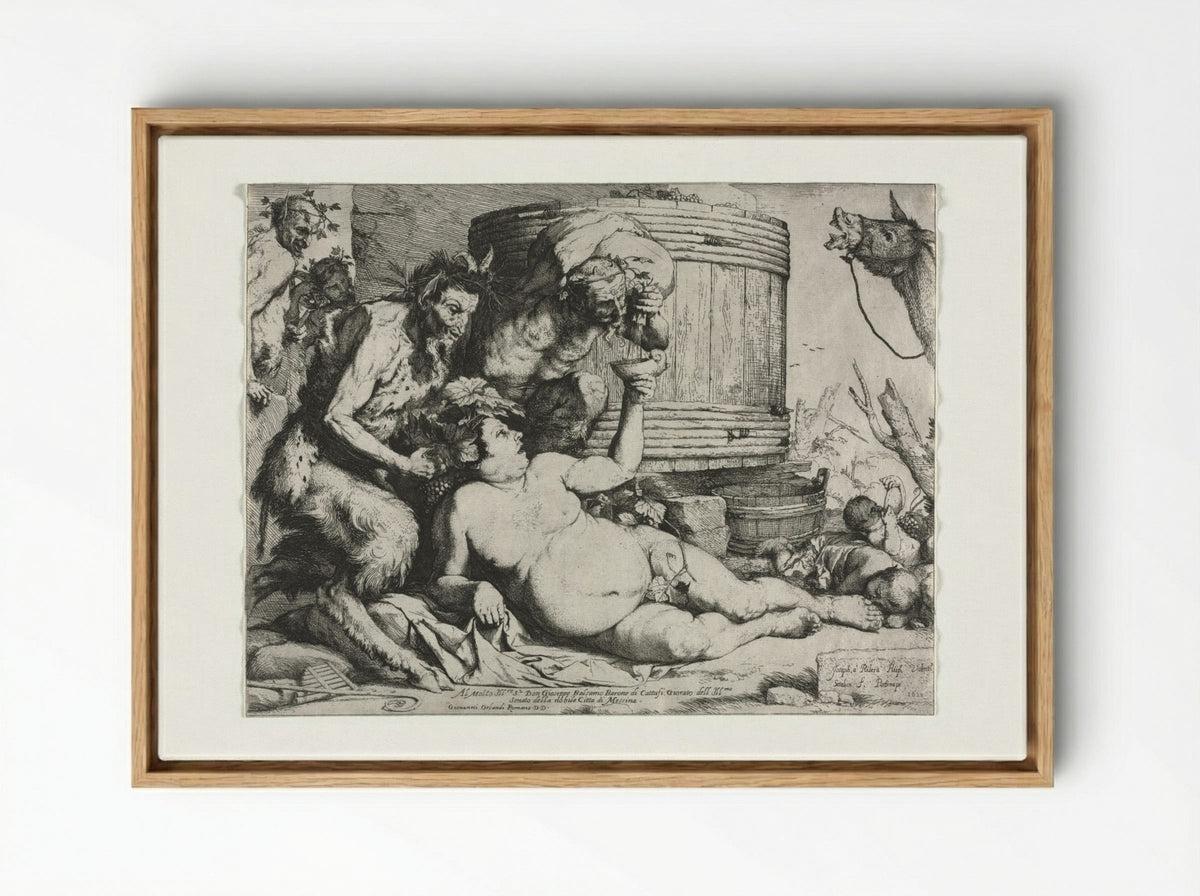 The Drunken Silenus - Jusepe de Ribera - Framed Canvas Wood