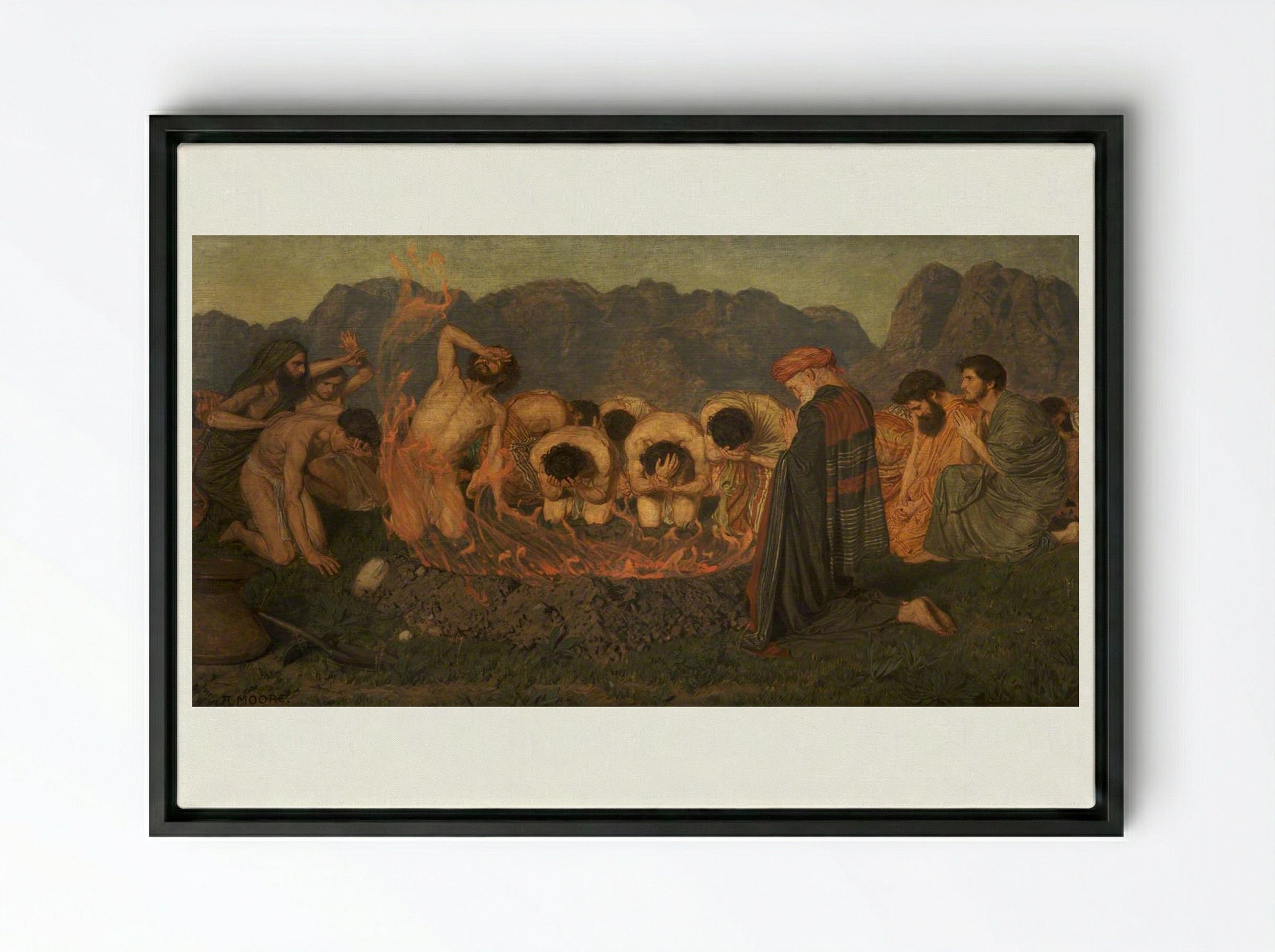 Elijah's Sacrifice - Albert Joseph Moore - Framed Canvas Black