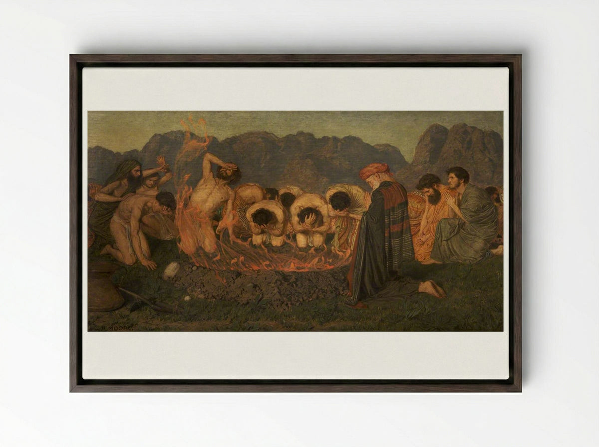 Elijah's Sacrifice - Albert Joseph Moore - Framed Canvas Dark Wood