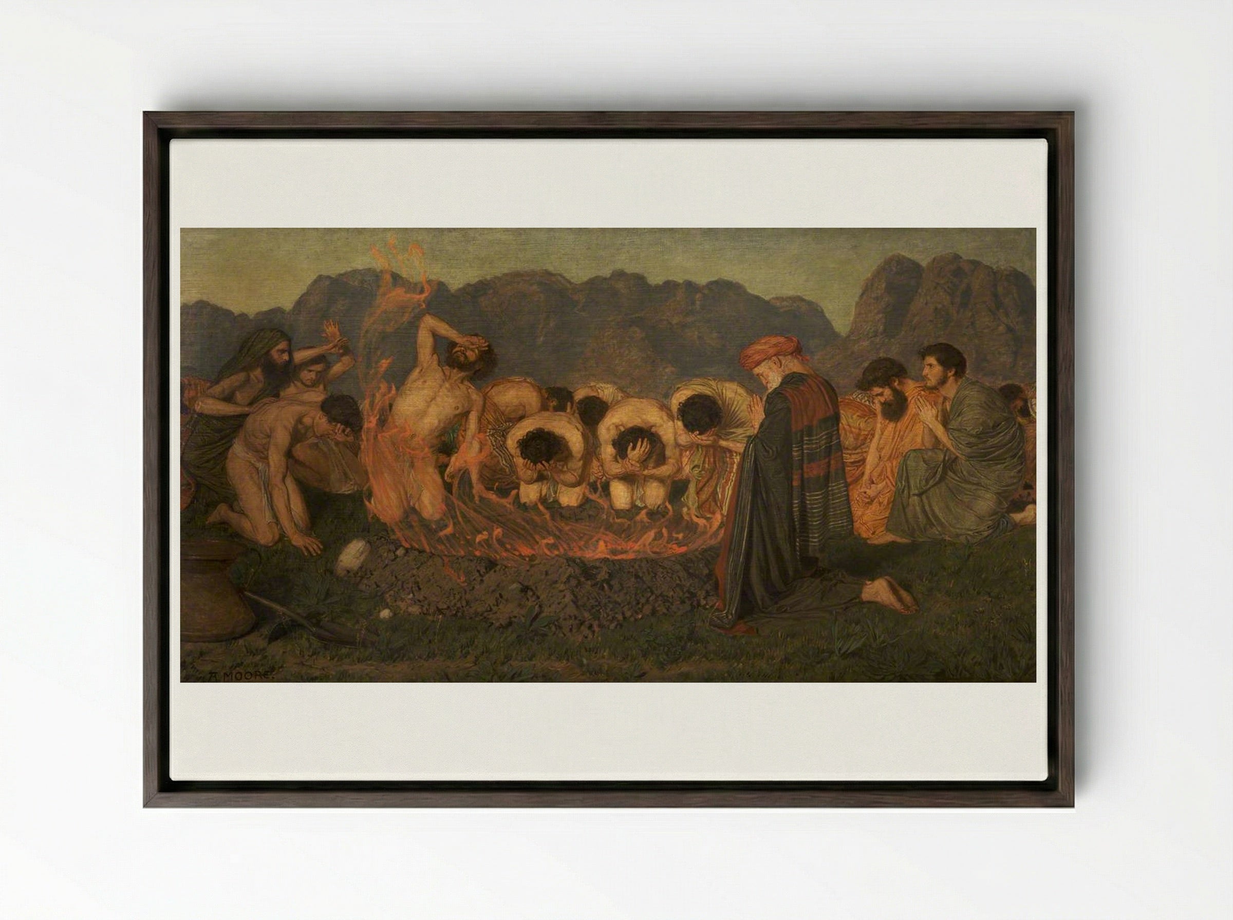 Elijah's Sacrifice - Albert Joseph Moore - Framed Canvas Dark Wood
