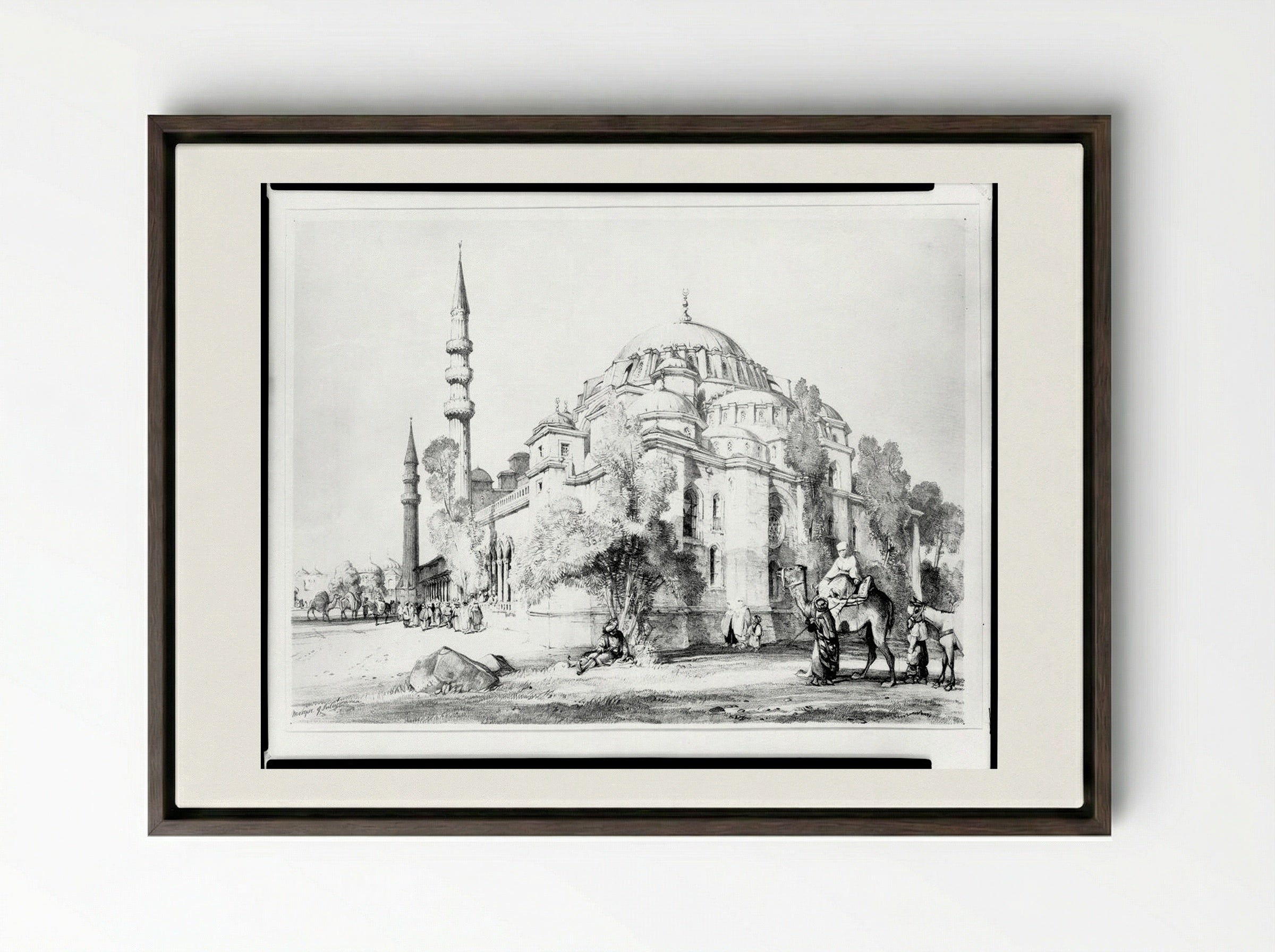 Mosque of Suleimaniyeh - John Frederick Lewis - Framed Canvas Dark Wood