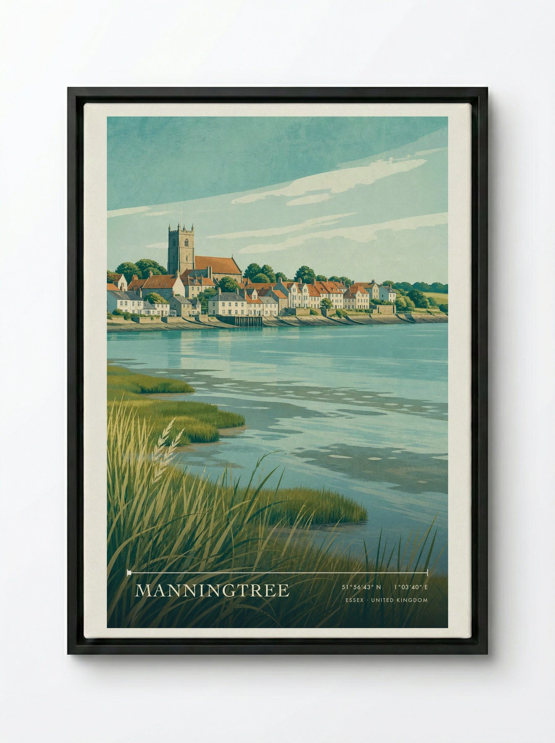 Manningtree Essex United Kingdom Travel Poster - Framed Canvas Black