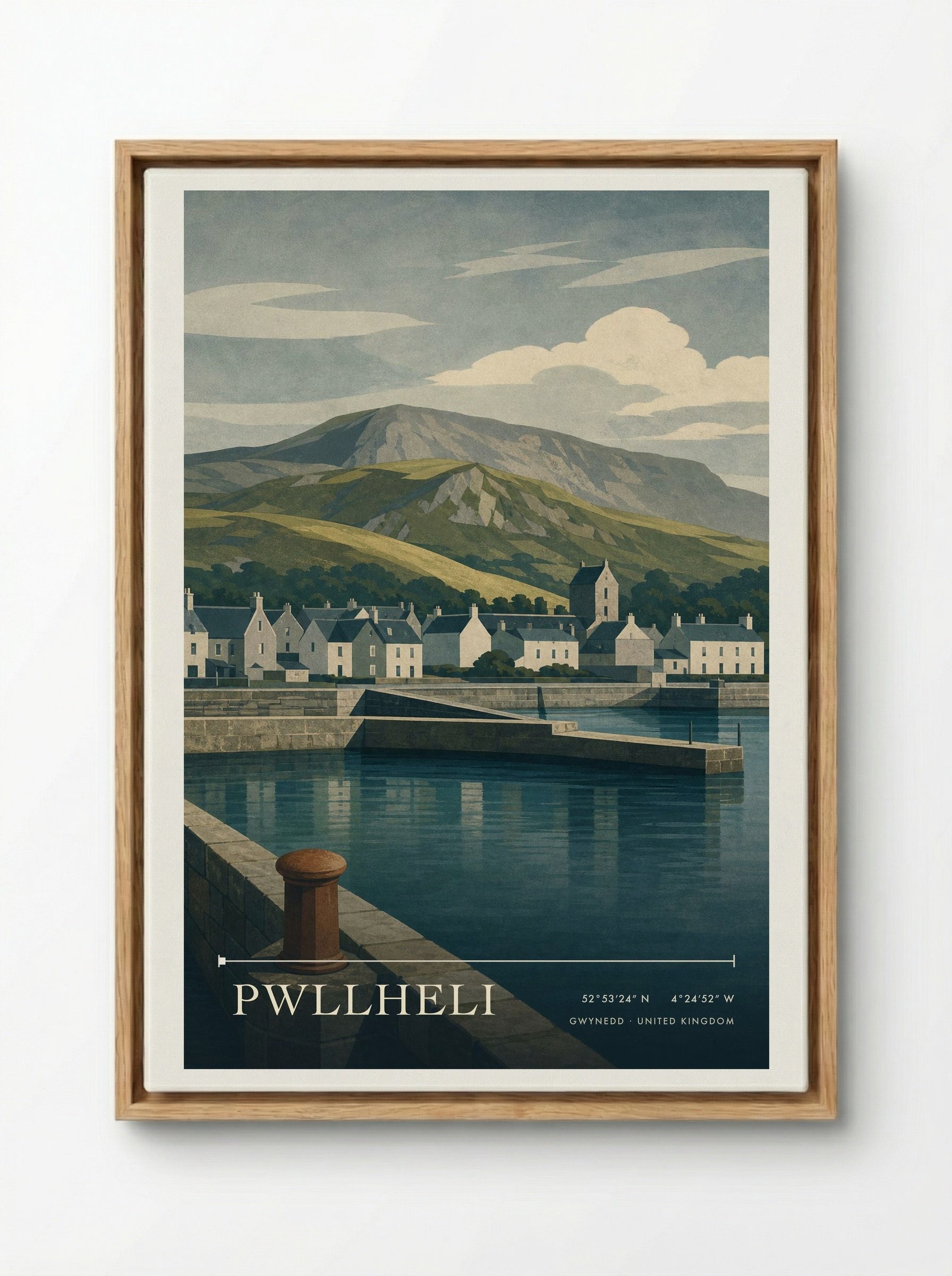 Pwllheli Gwynedd United Kingdom Travel Poster - Framed Canvas Wood