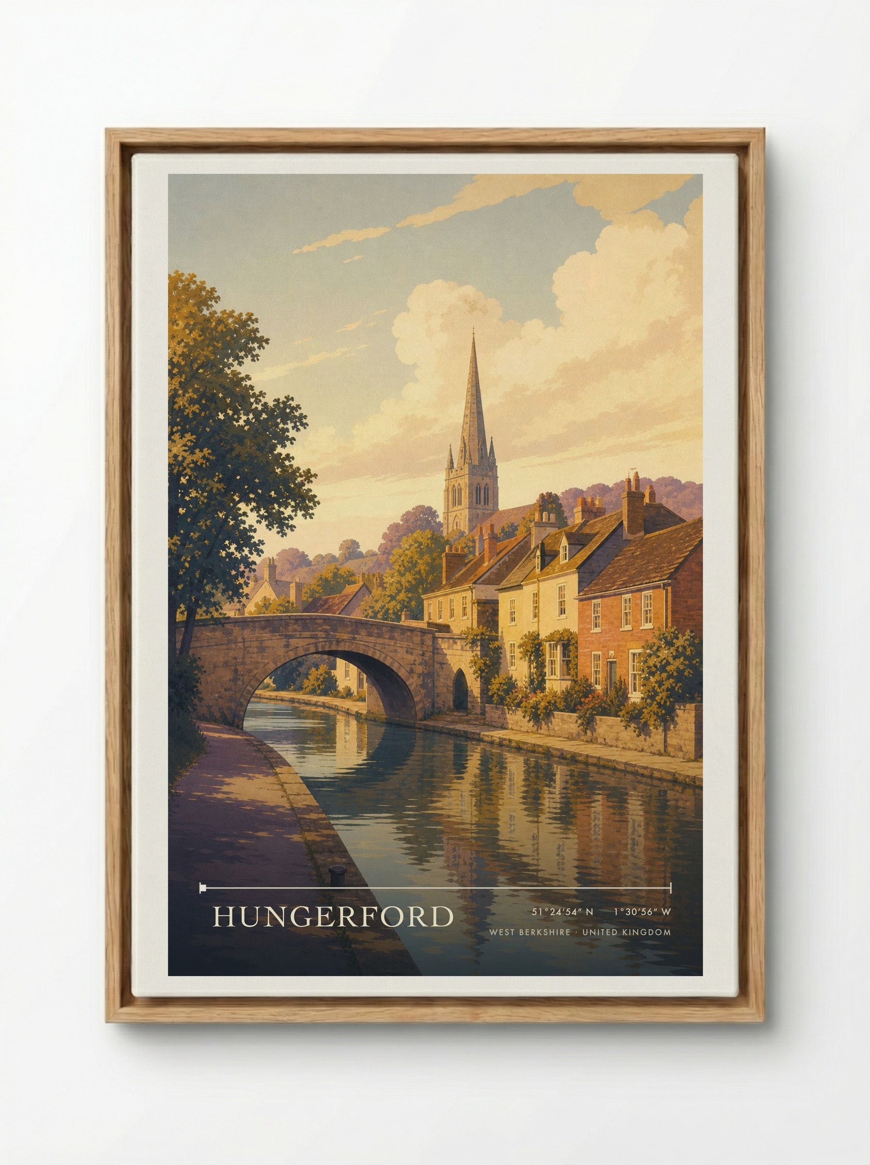 Hungerford West Berkshire United Kingdom Travel Poster - Framed Canvas Wood