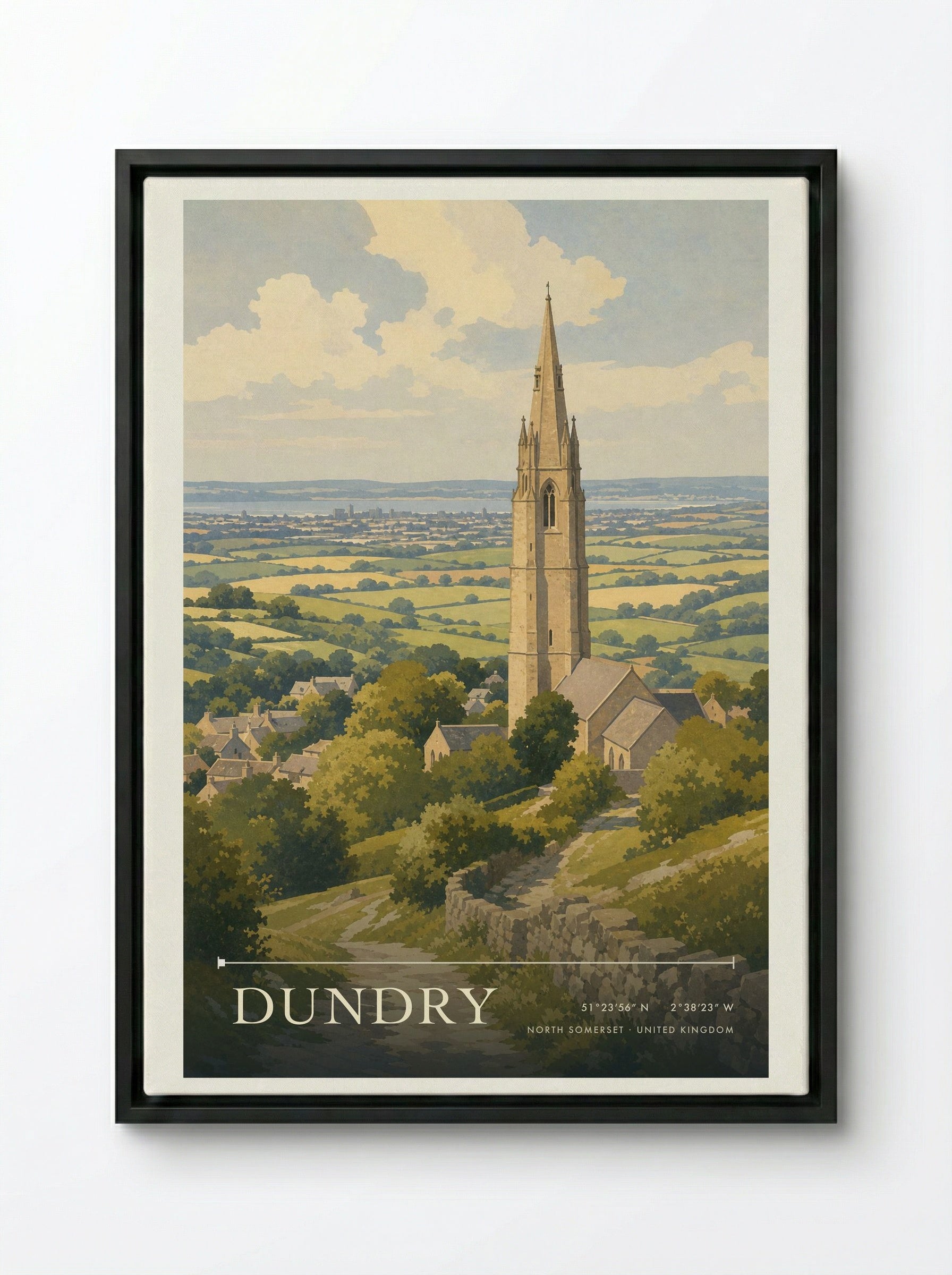 Dundry North Somerset United Kingdom Travel Poster - Framed Canvas Black