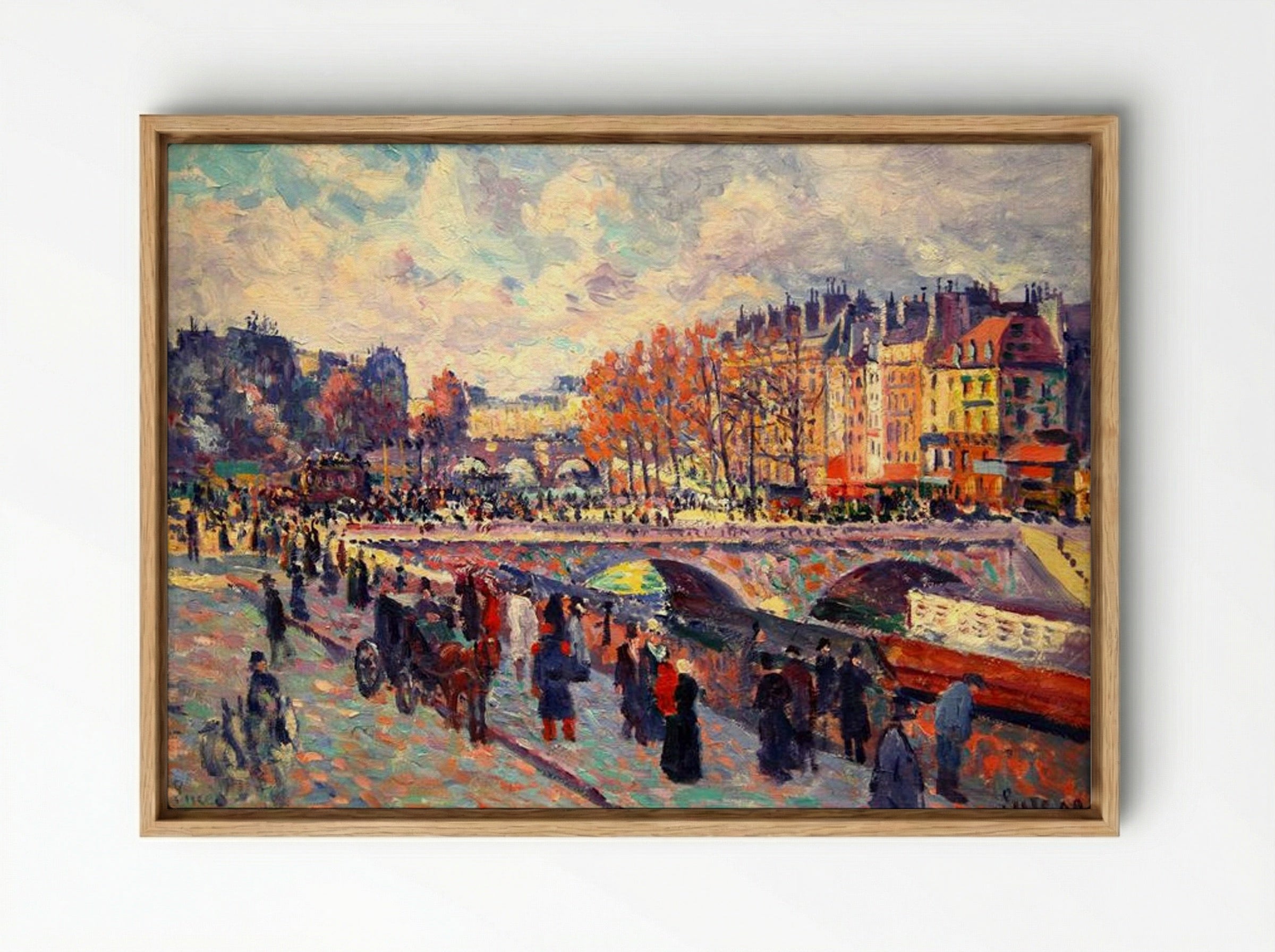 Quayside by the Seine in Paris - Maximilien Luce - Framed Canvas Wood