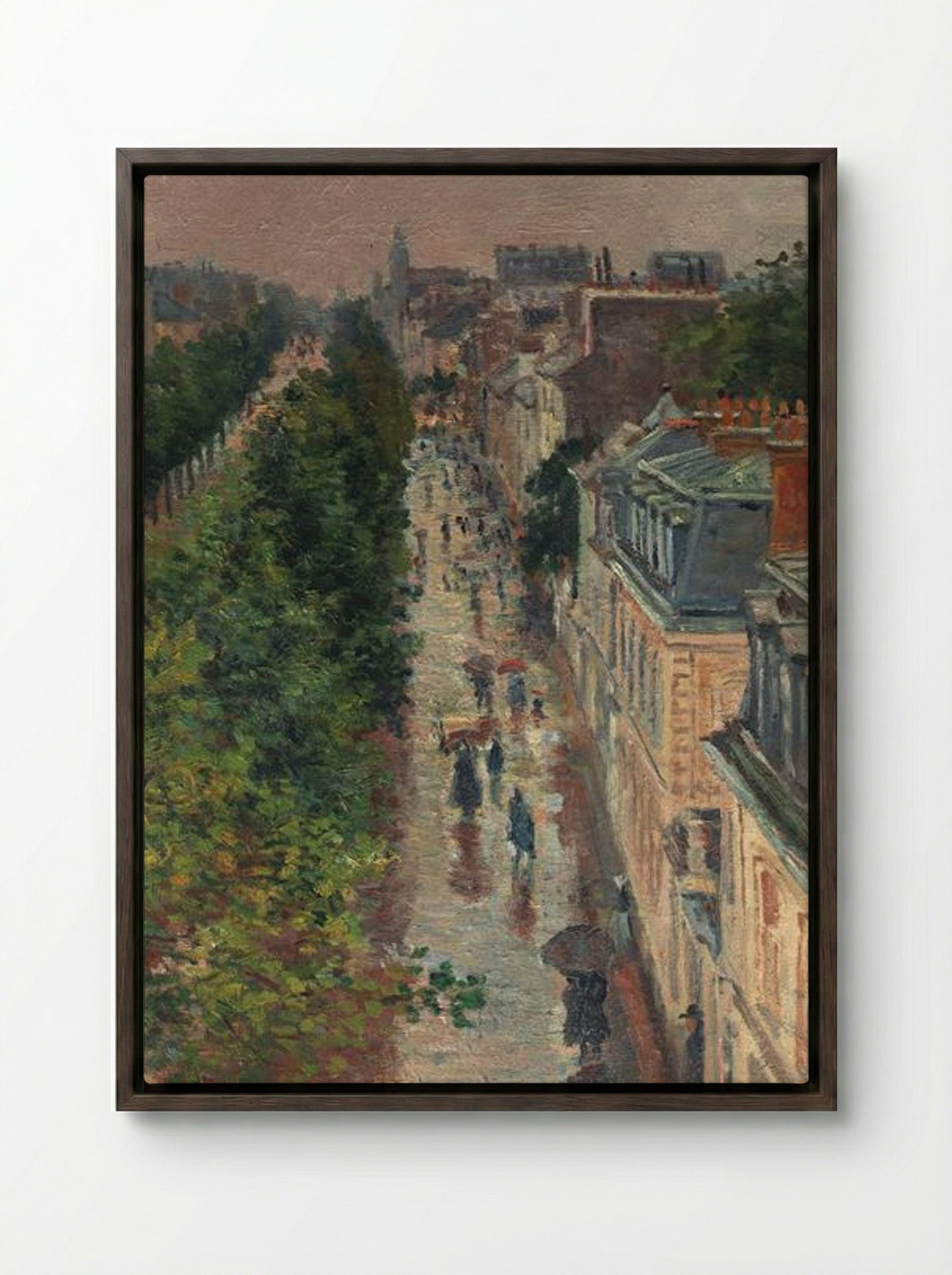 Street Scene in Paris - Maximilien Luce - Framed Canvas Dark Wood