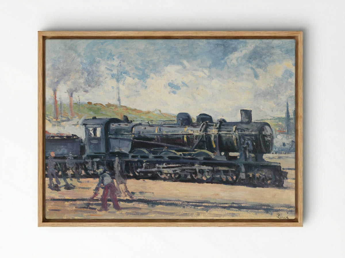 La Locomotive, Environs De Charleroi - Maximilien Luce - Framed Canvas Wood