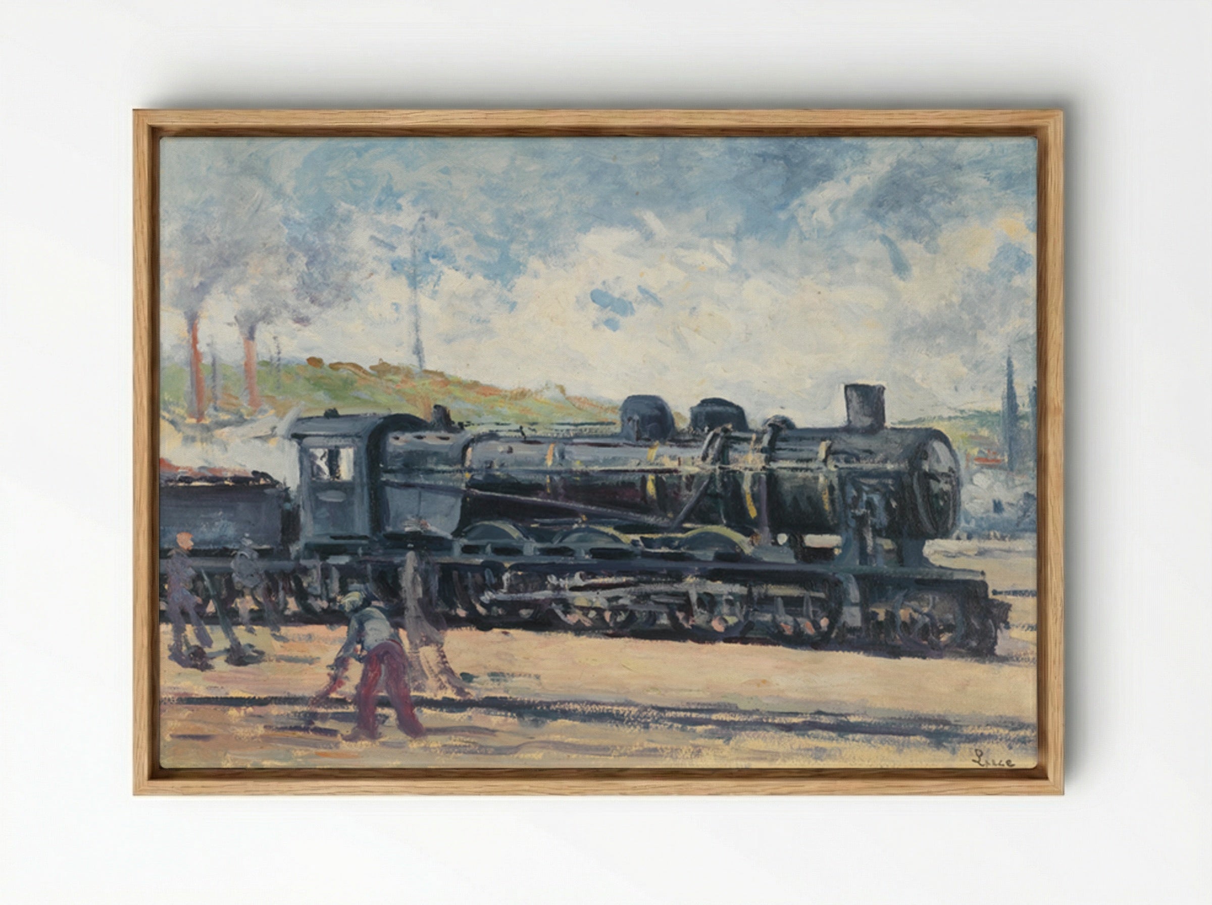 La Locomotive, Environs De Charleroi - Maximilien Luce - Framed Canvas Wood