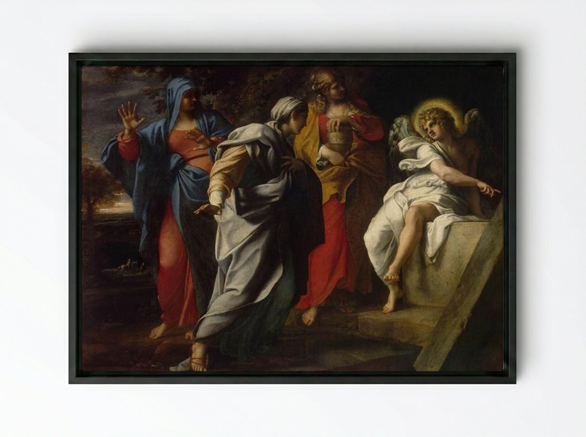 Holy Women at Christ's Tomb - Annibale Carracci - Framed Canvas Black