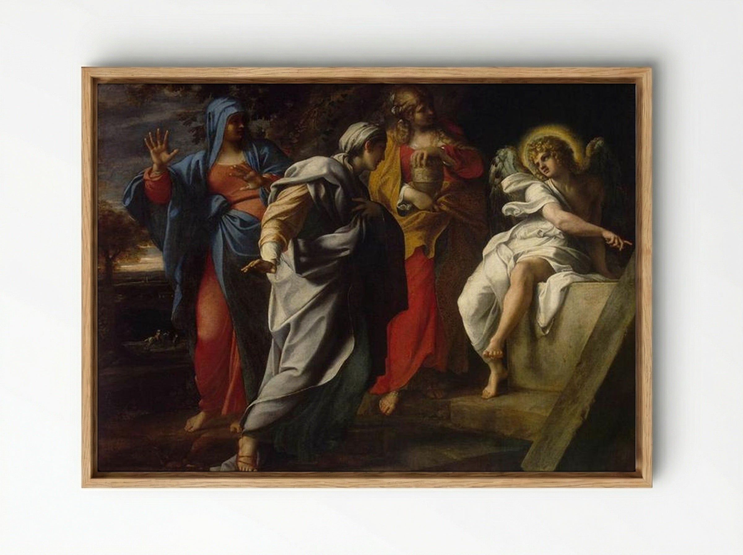 Holy Women at Christ's Tomb - Annibale Carracci - Framed Canvas Wood