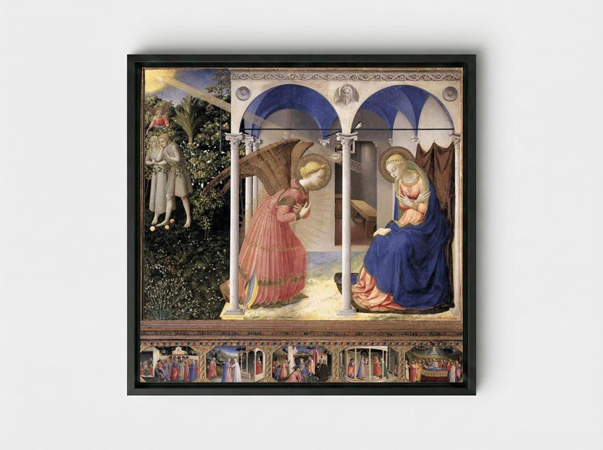 Annunciation - Fra Angelico - Framed Canvas Black