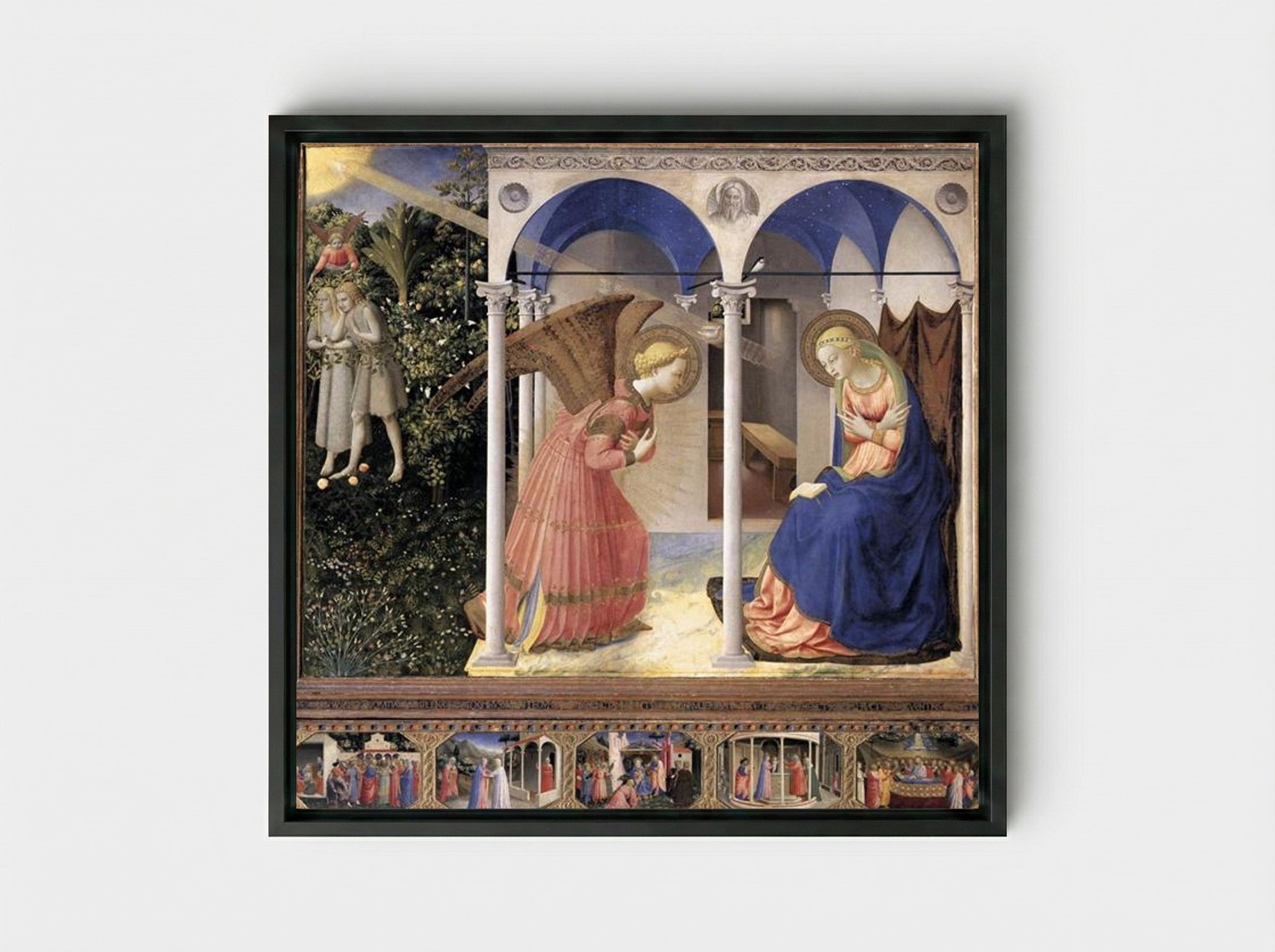 Annunciation - Fra Angelico - Framed Canvas Black