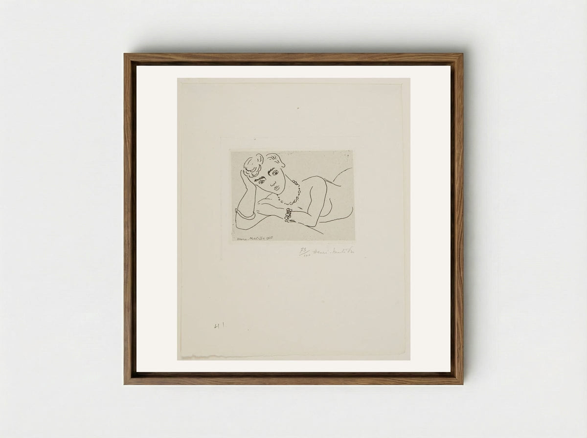 Woman Leaning on Her Elbow - Henri Matisse - Framed Canvas Wood