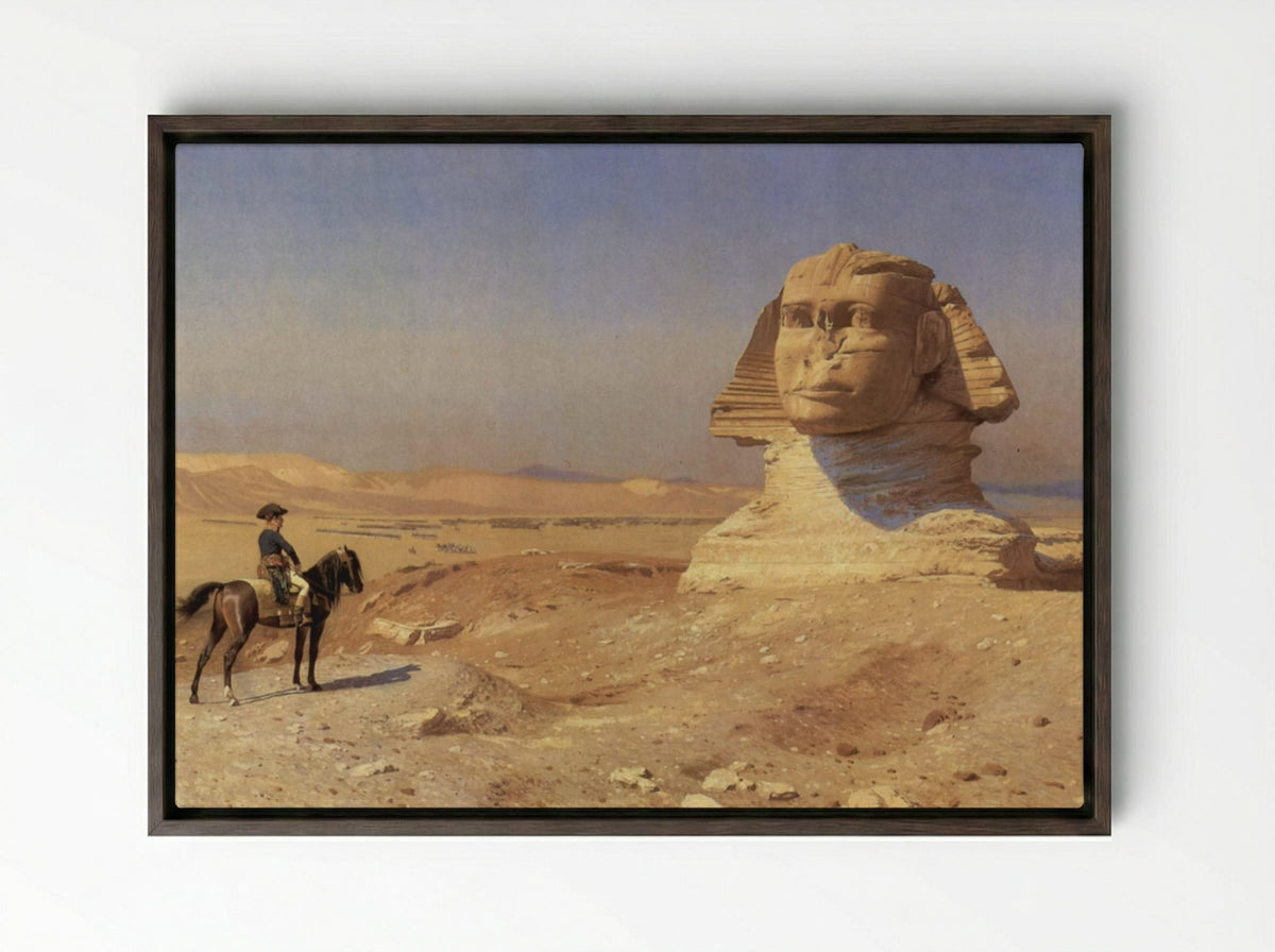 Bonaparte Before the Sphinx - Jean-Léon Gérôme - Framed Canvas Dark Wood