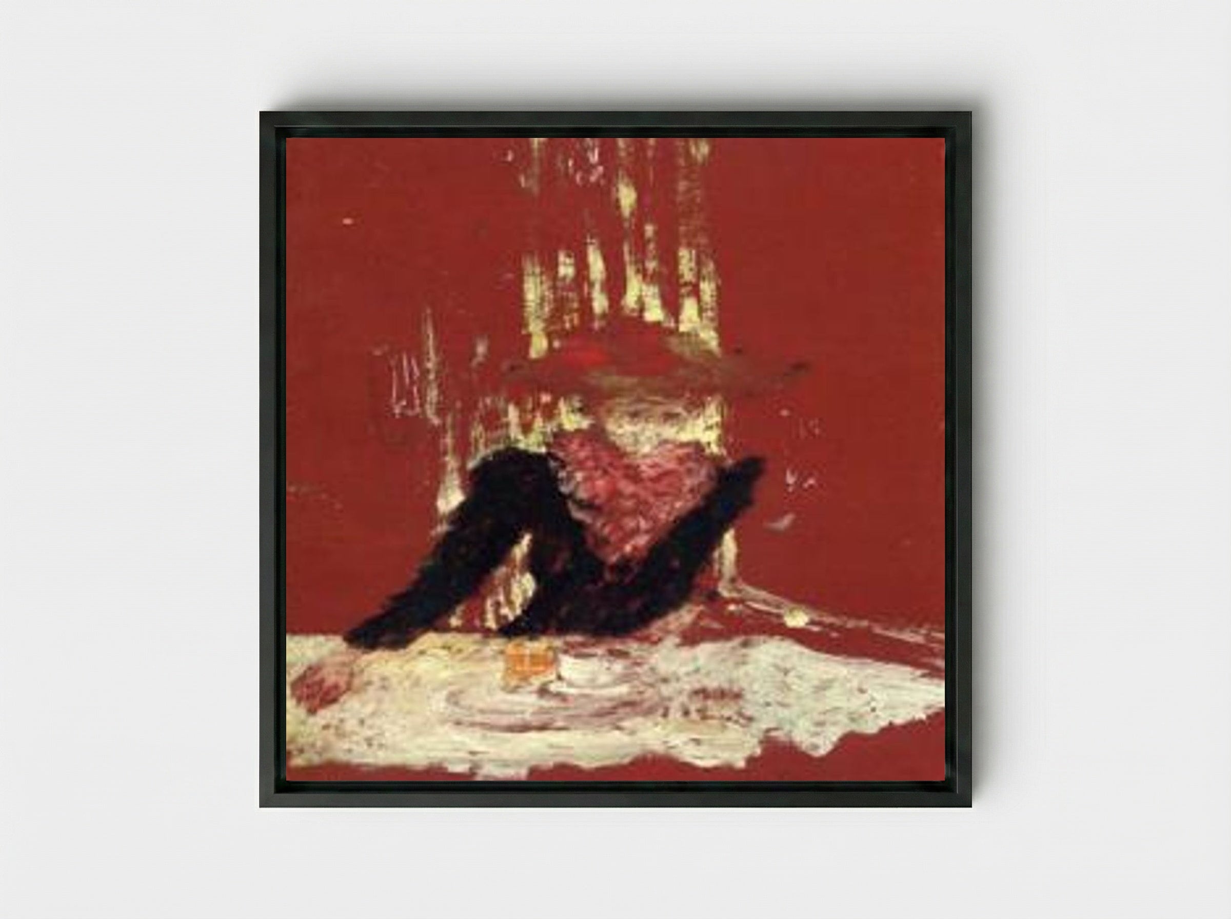 Woman with a Cup of Coffee - Édouard Vuillard - Framed Canvas Black
