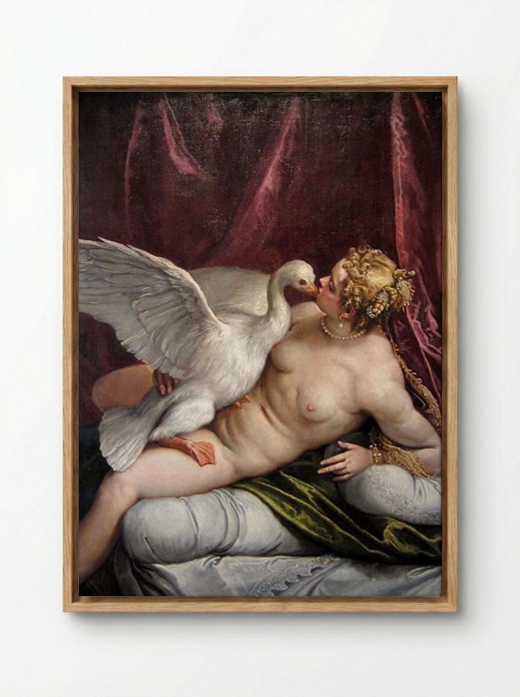 Leda and the Swan - Paolo Veronese - Framed Canvas Wood