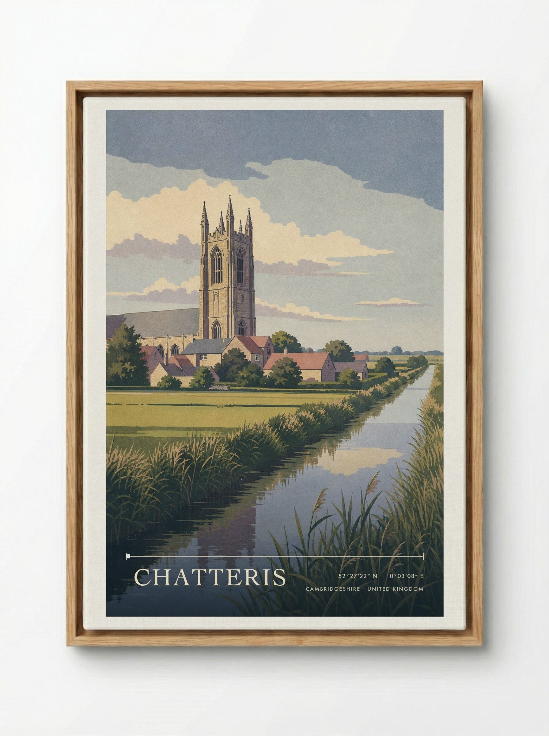 Chatteris Cambridgeshire United Kingdom Travel Poster - Framed Canvas Wood