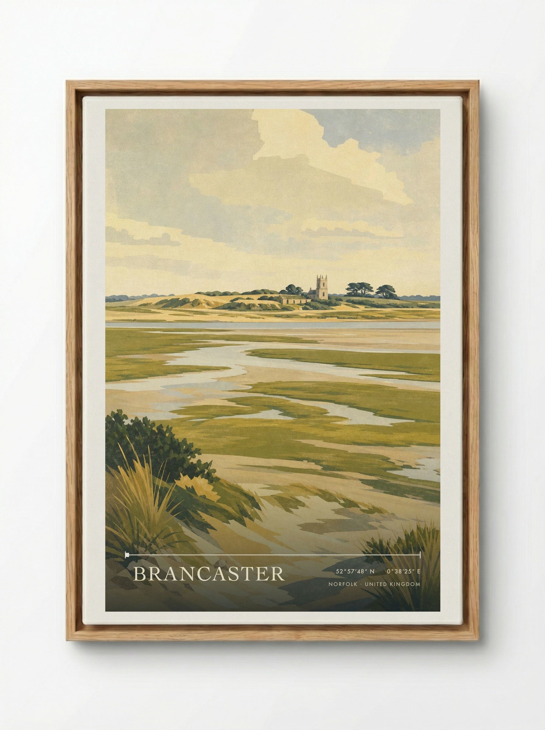 Brancaster Norfolk United Kingdom Travel Poster - Framed Canvas Wood