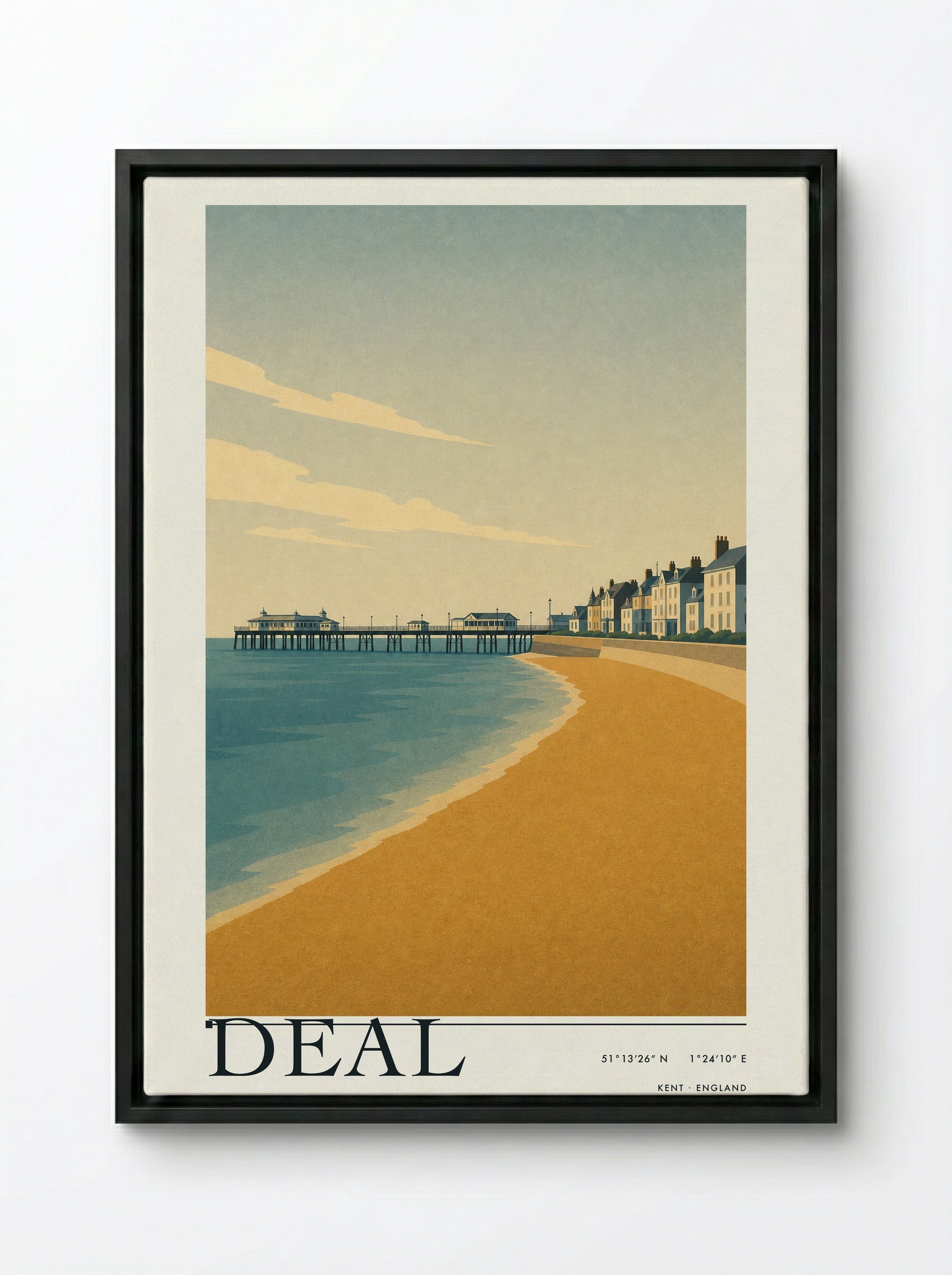 Deal Travel Poster - Framed Canvas Black