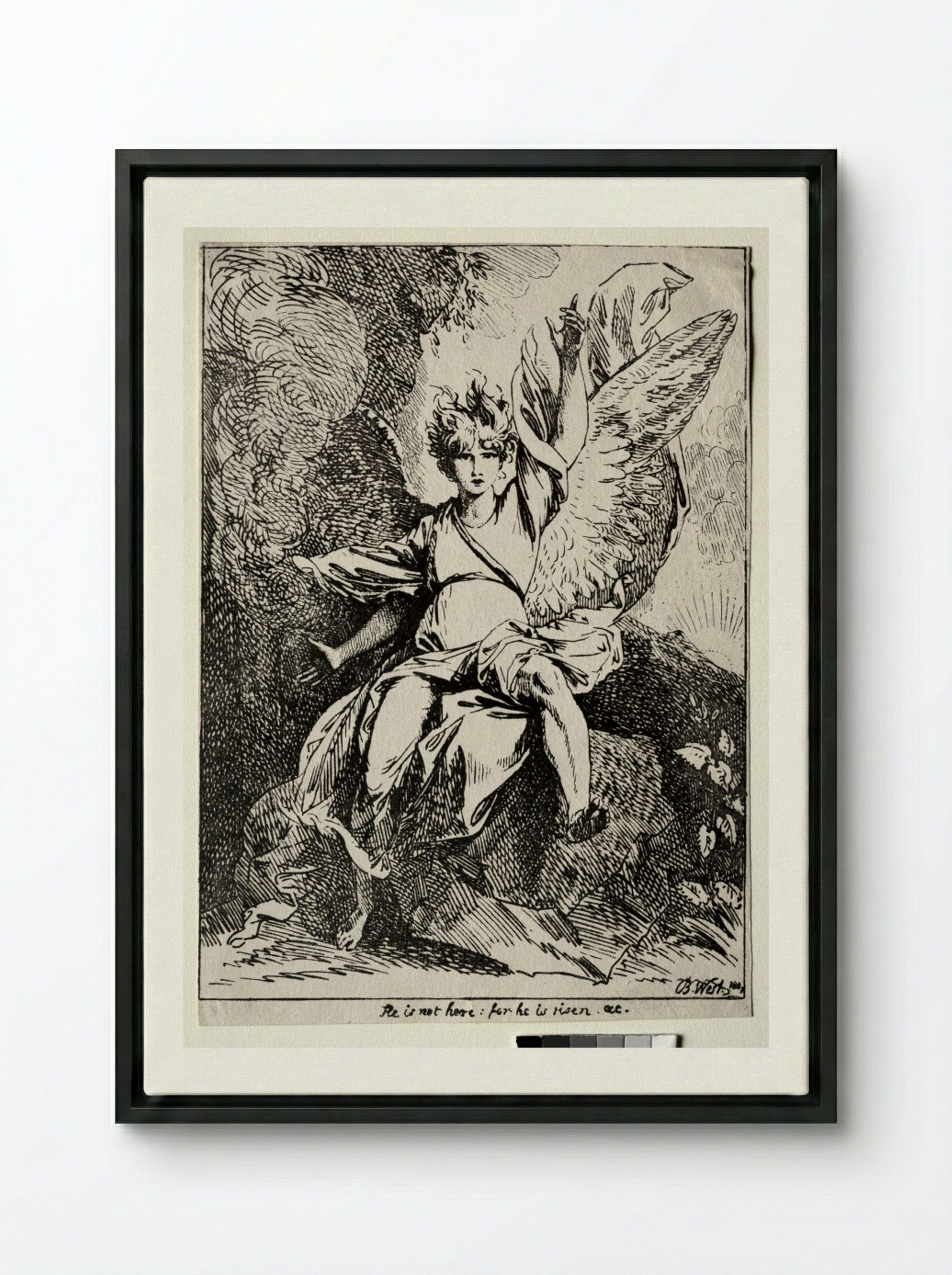 The Angel at the Tomb of Christ - Benjamin West - Framed Canvas Black