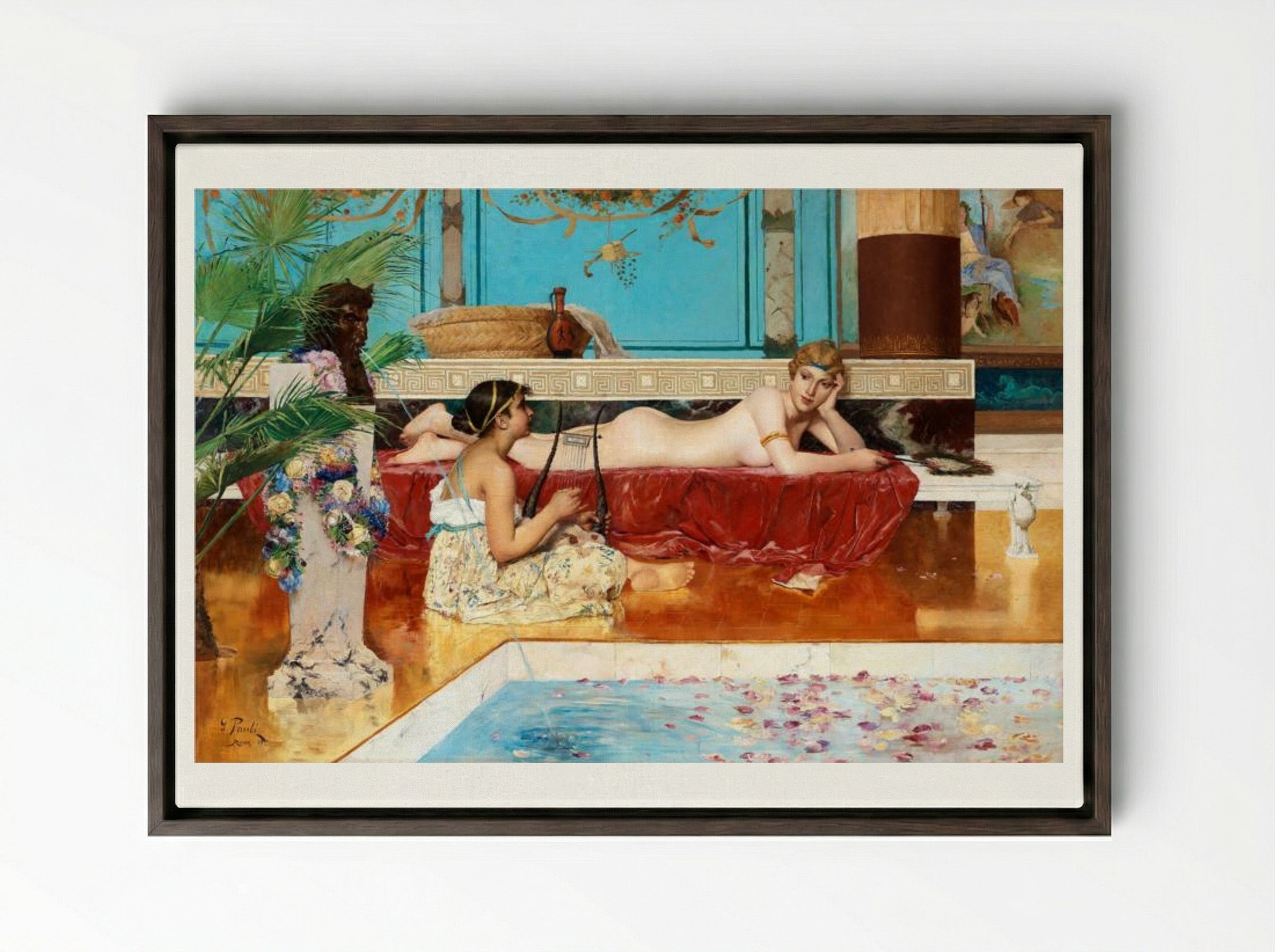 Roman Bath - Georg Pauli - Framed Canvas Dark Wood
