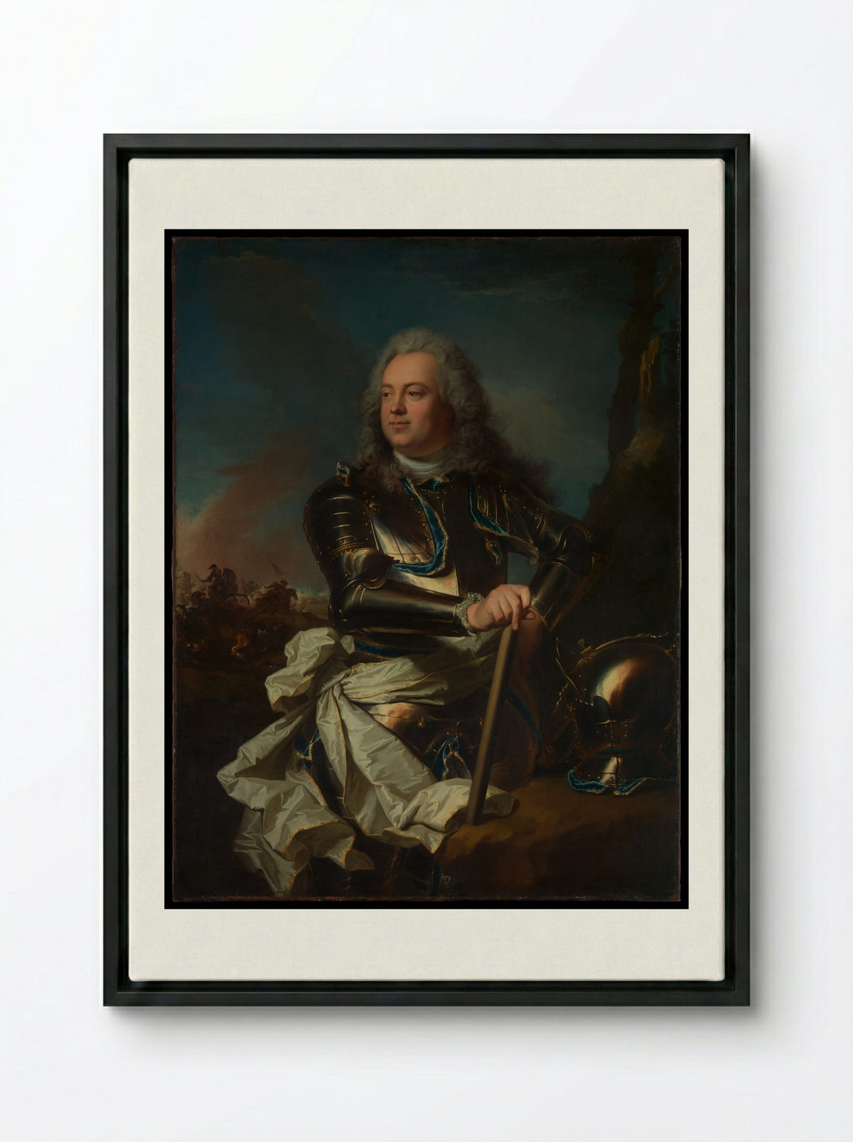 Portrait of a General Officer - Hyacinthe Rigaud - Framed Canvas Black