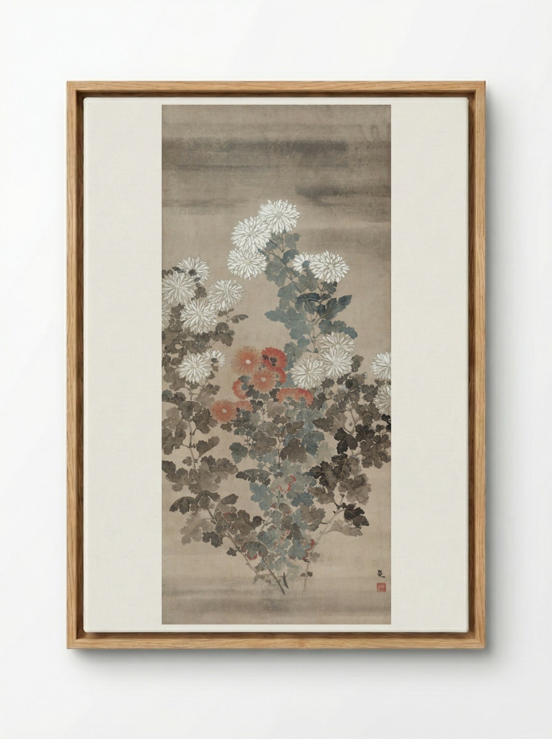Chrysanthemums - Kitagawa Sōsetsu - Framed Canvas Wood