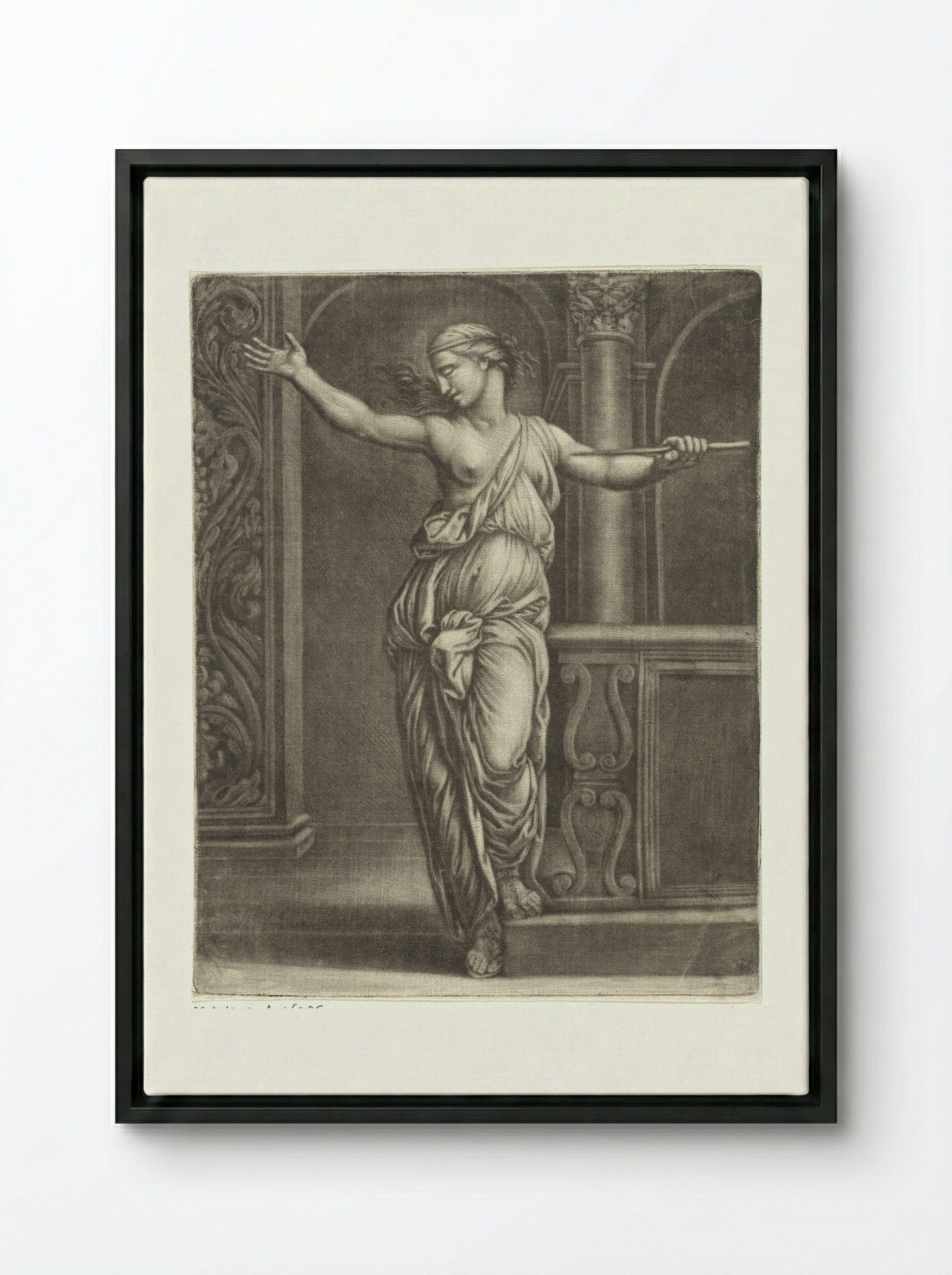 The Suicide of Lucretia - Jan van Somer - Framed Canvas Black