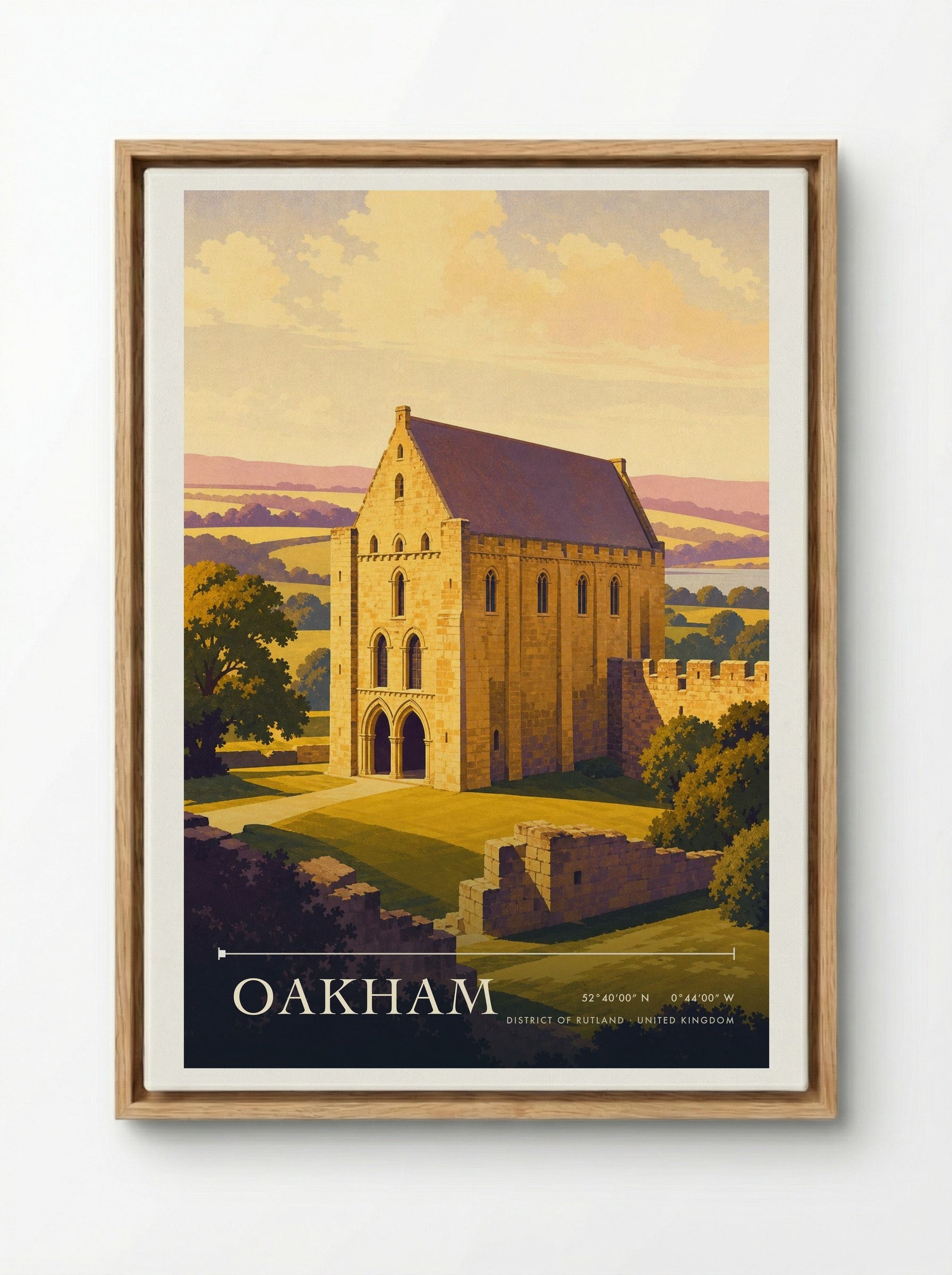 Oakham District of Rutland United Kingdom Travel Poster - Framed Canvas Wood