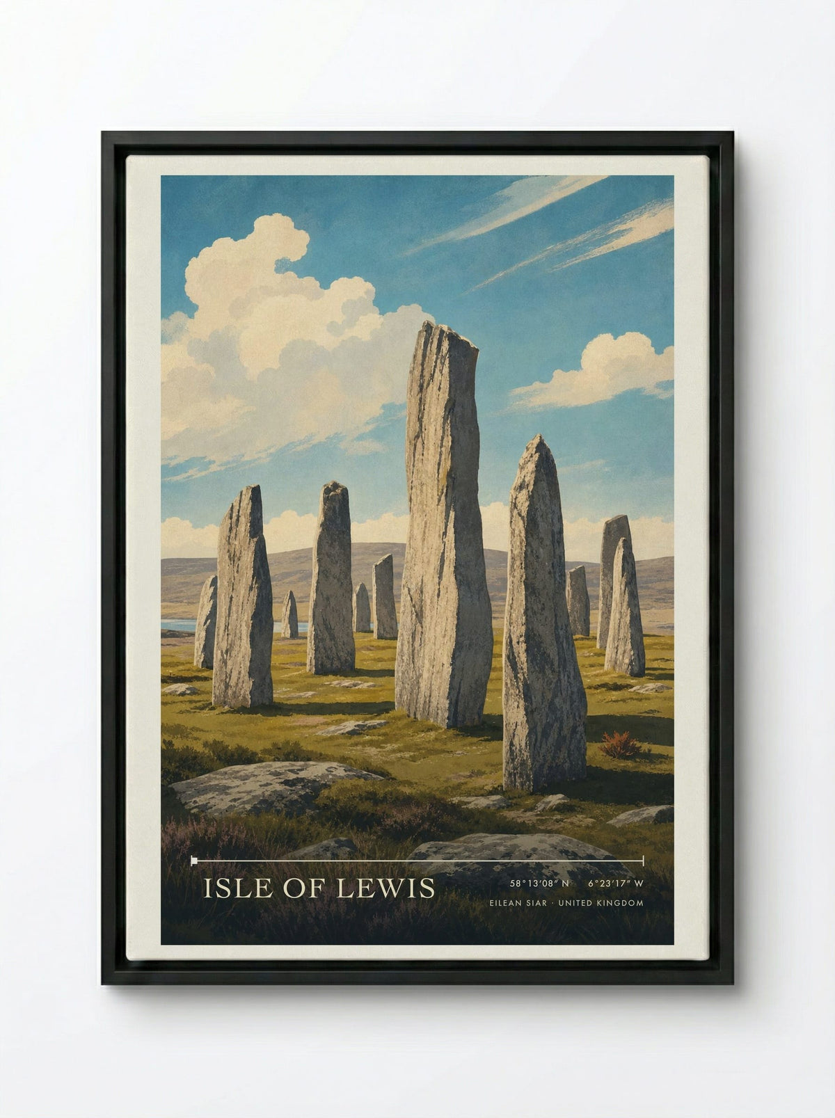 Isle of Lewis Eilean Siar United Kingdom Travel Poster - Framed Canvas Black