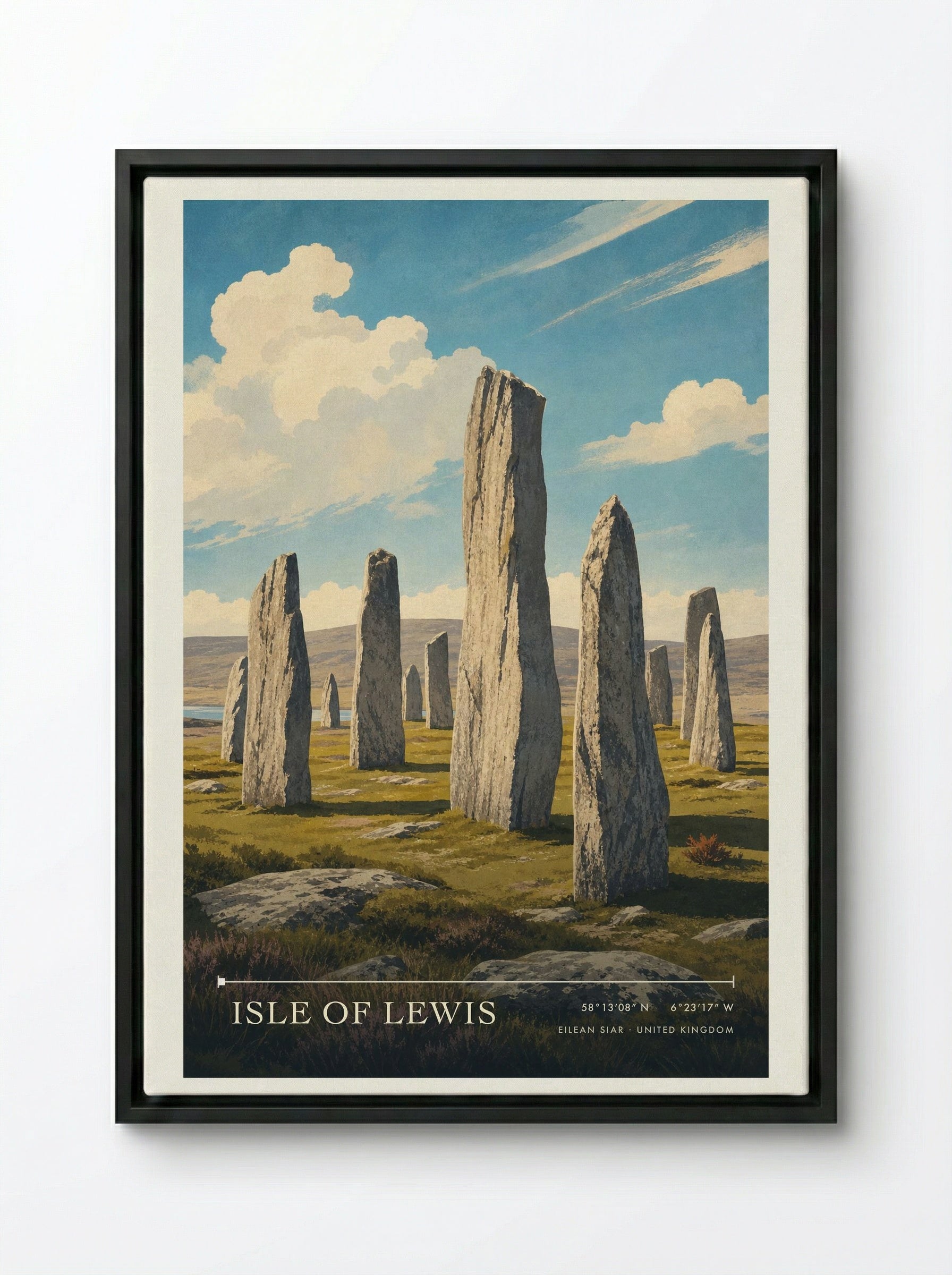 Isle of Lewis Eilean Siar United Kingdom Travel Poster - Framed Canvas Black