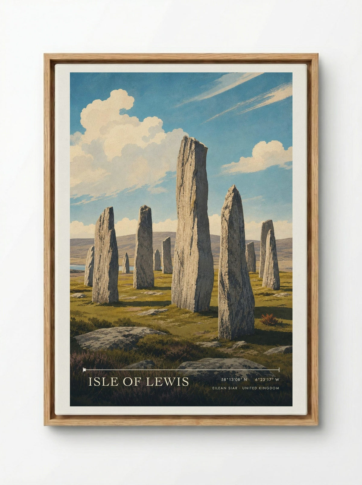 Isle of Lewis Eilean Siar United Kingdom Travel Poster - Framed Canvas Wood