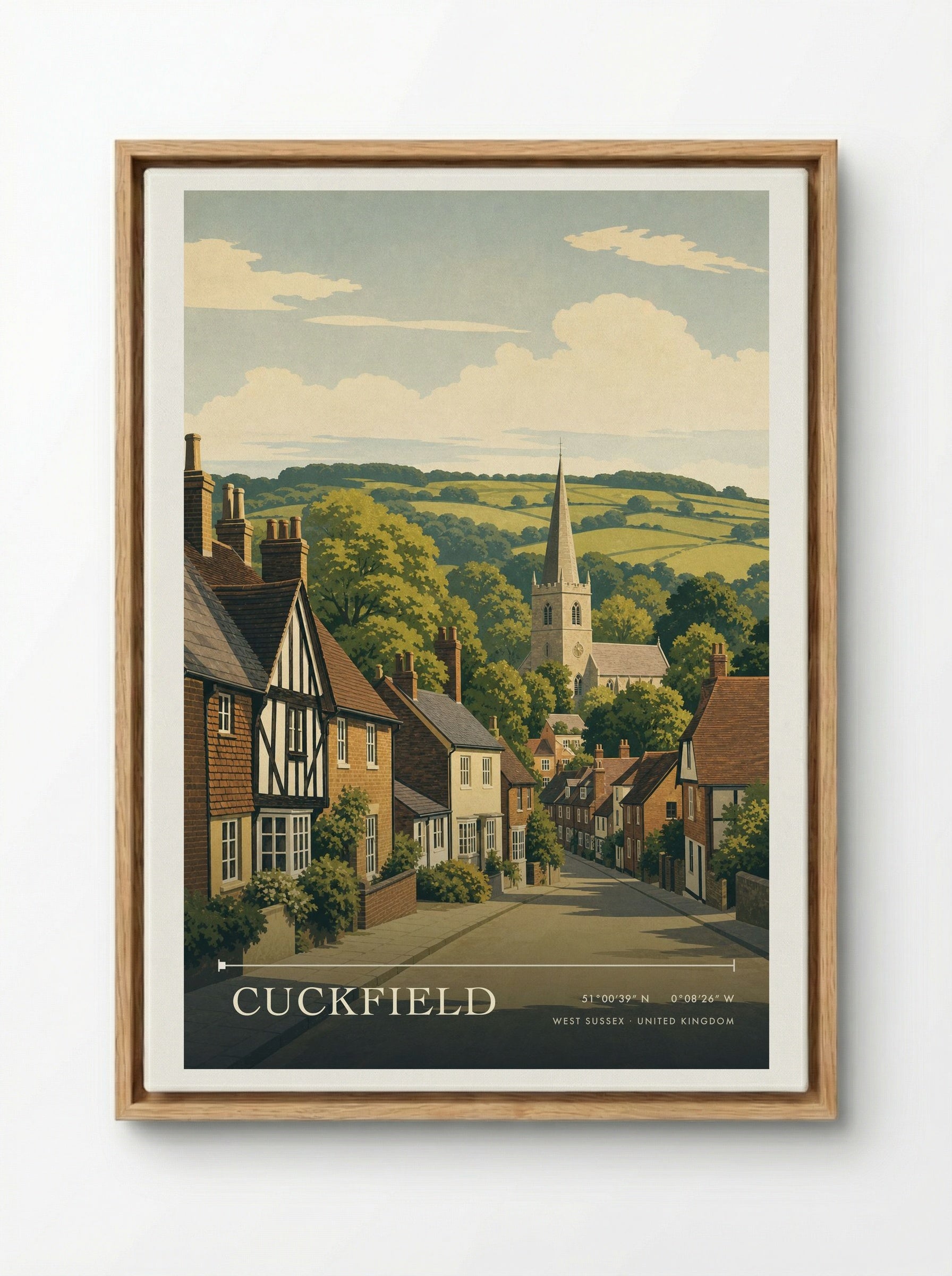 Cuckfield West Sussex United Kingdom Travel Poster - Framed Canvas Wood