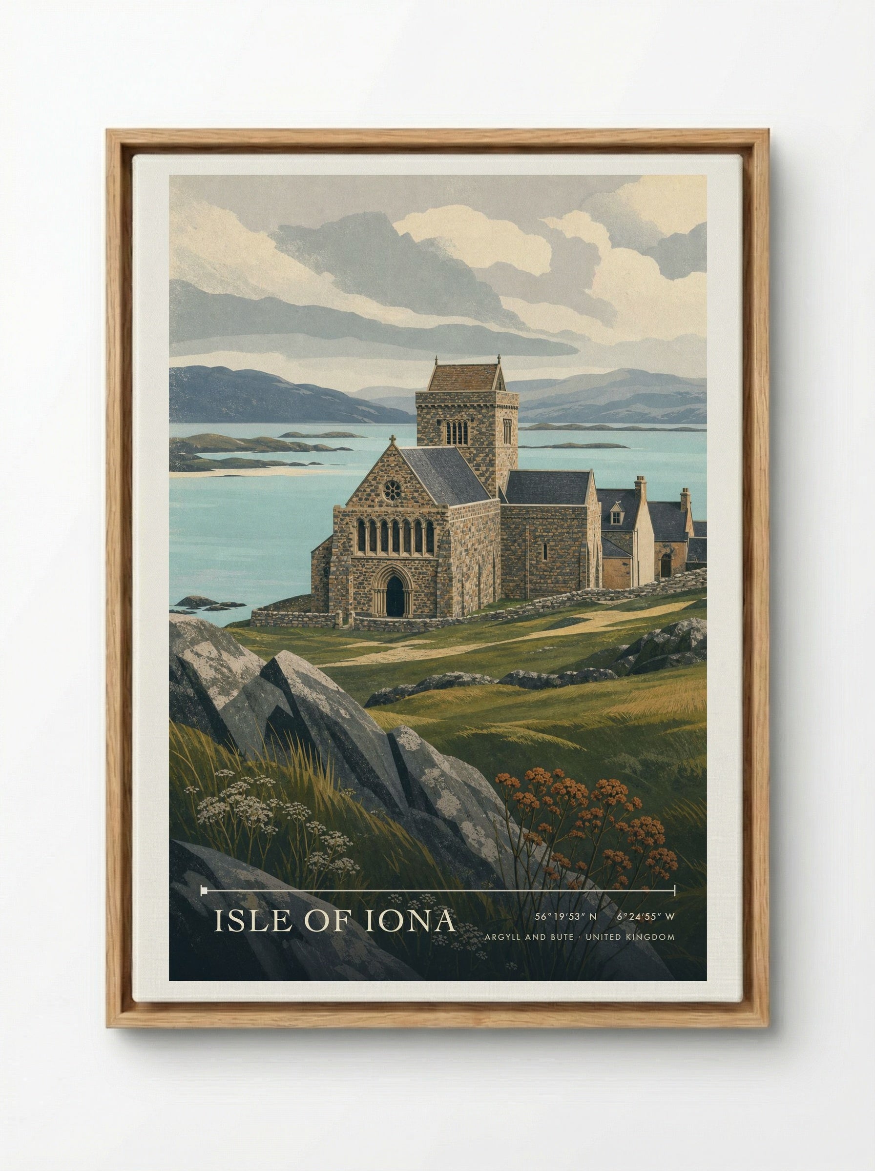 Isle of Iona Argyll and Bute United Kingdom Travel Poster - Framed Canvas Wood