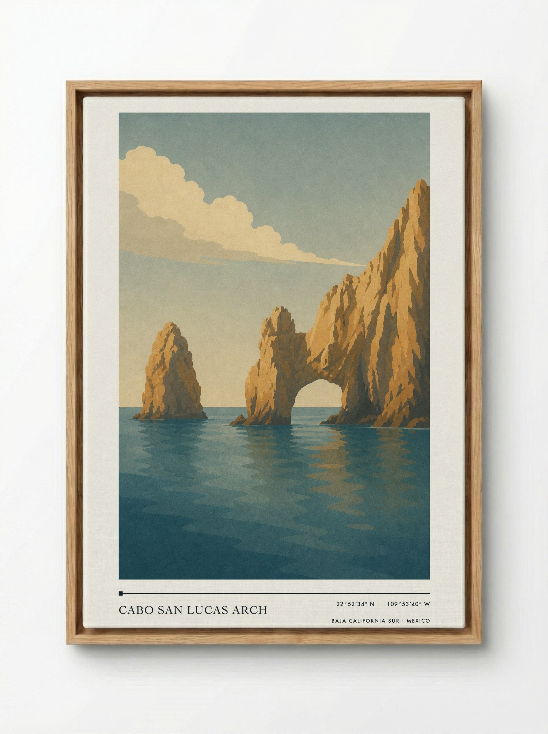 Cabo San Lucas Arch Travel Poster Artwork - Framed Canvas Wood