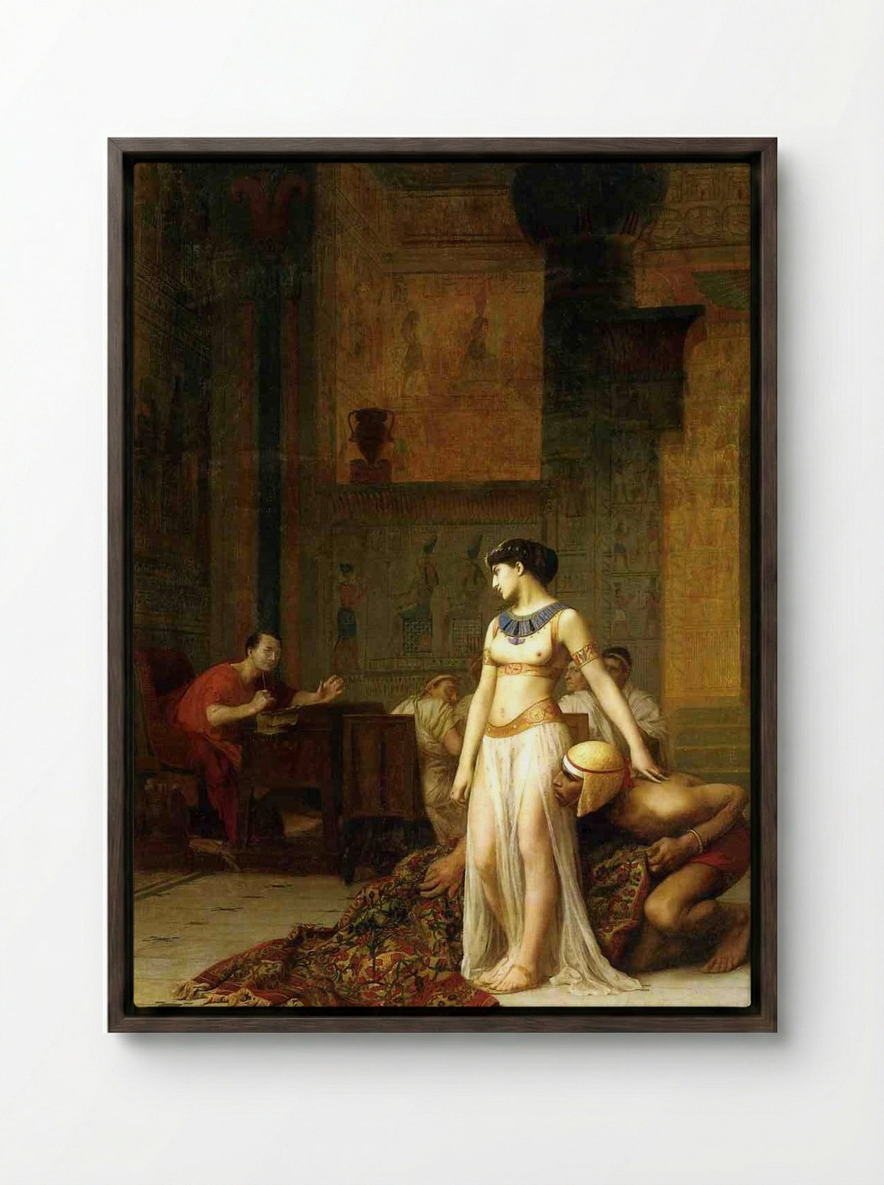 Cleopatra and Caesar - Jean-Léon Gérôme - Framed Canvas Dark Wood