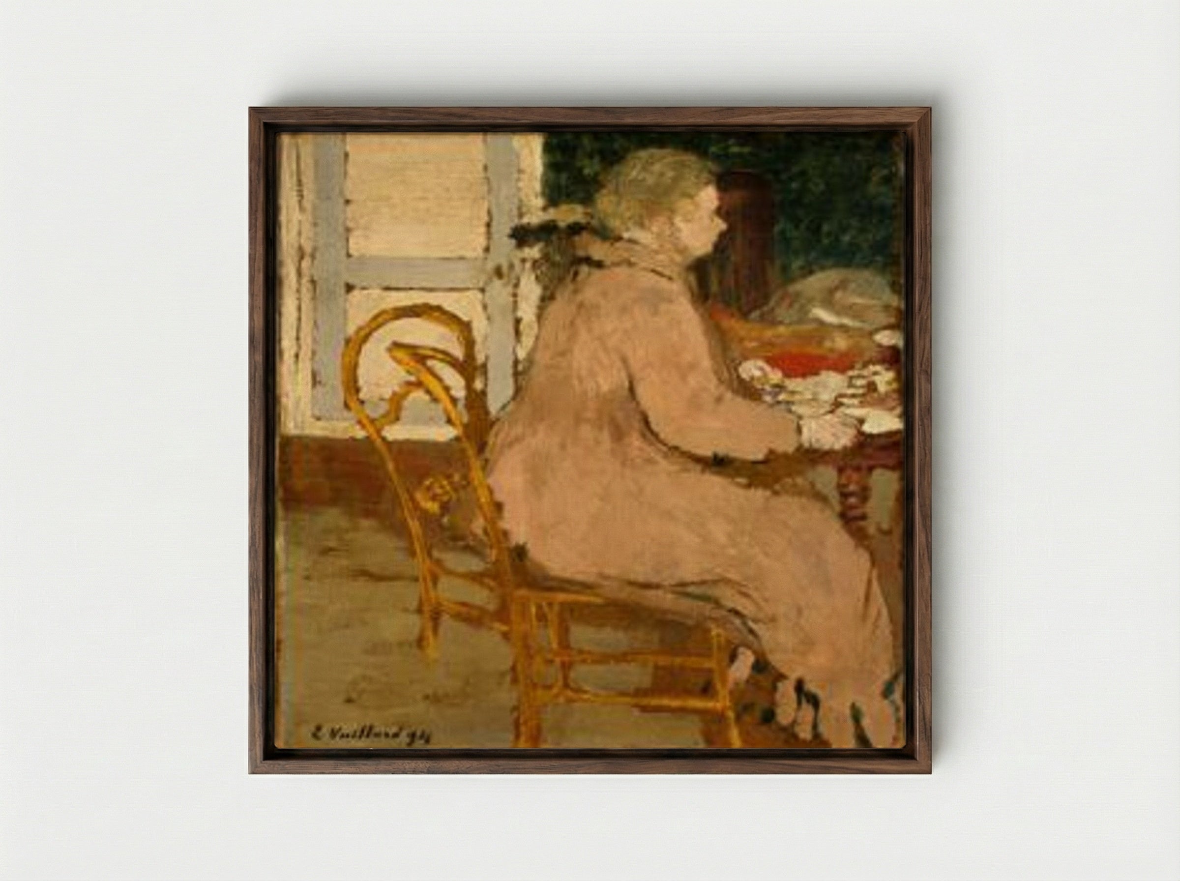 Breakfast - Édouard Vuillard - Framed Canvas Dark Wood