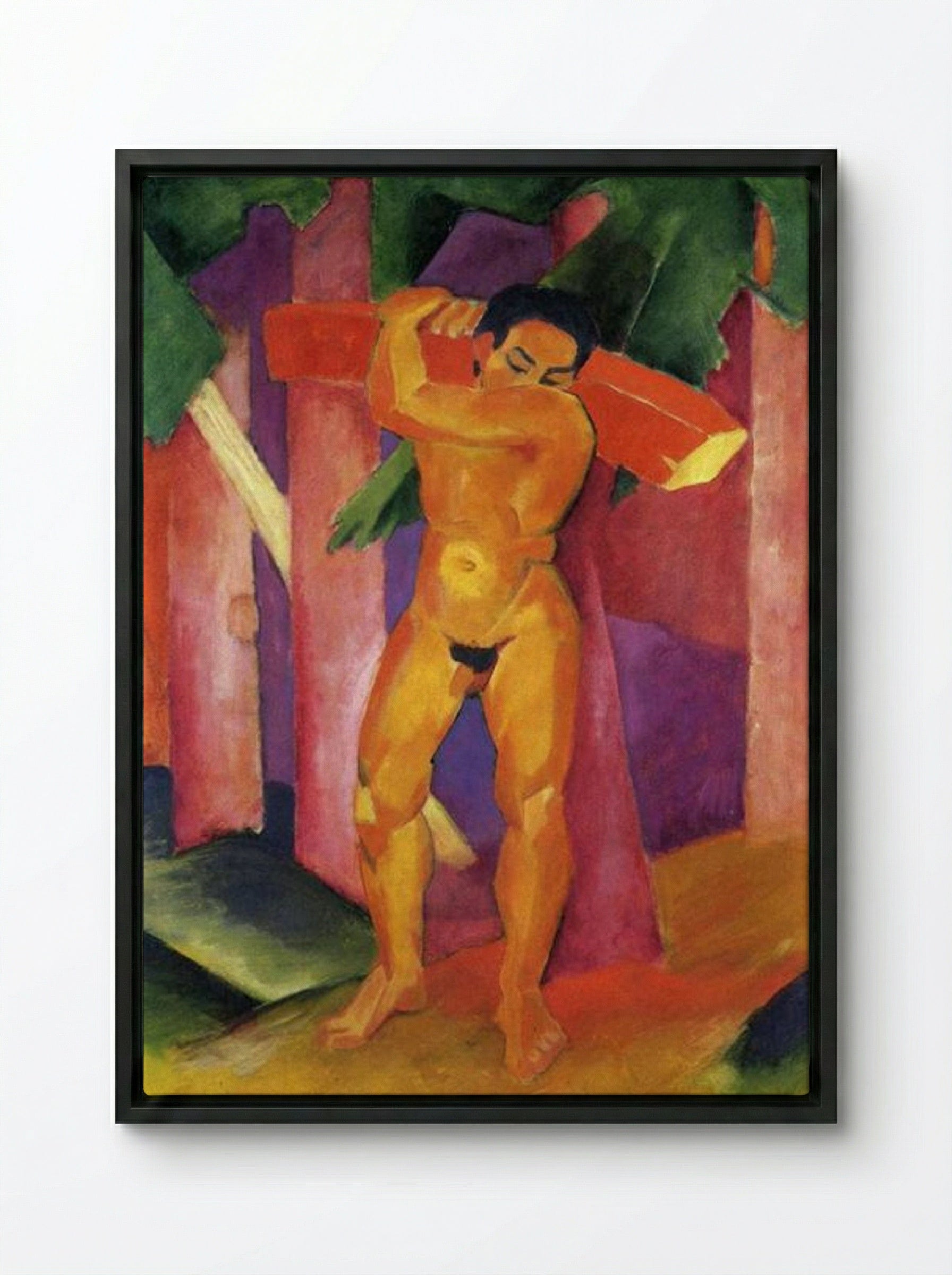 Woodcutter - Franz Marc - Framed Canvas Black