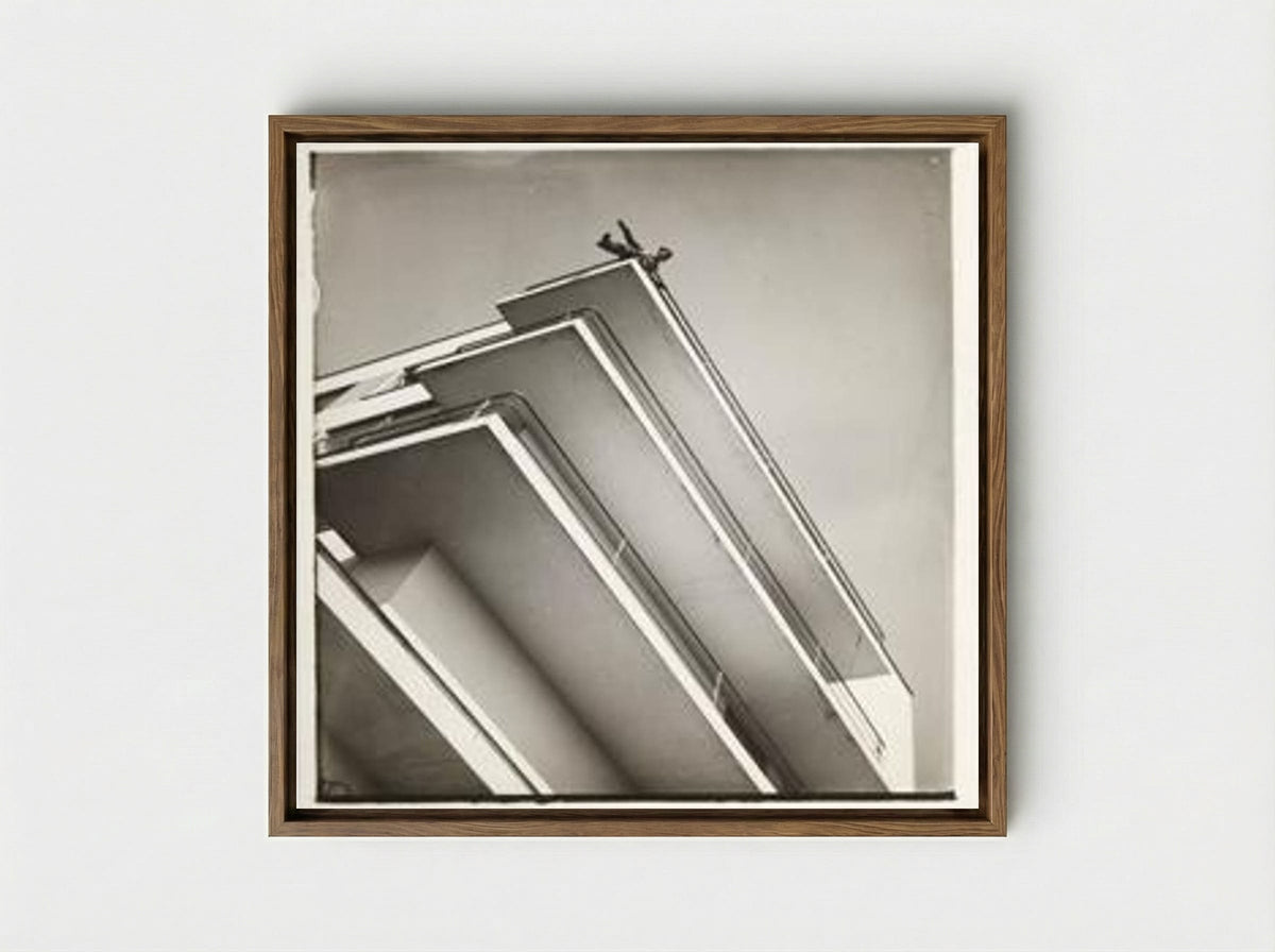 Xanti Schawinsky on a Bauhaus Balcony - László Moholy-Nagy - Framed Canvas Wood