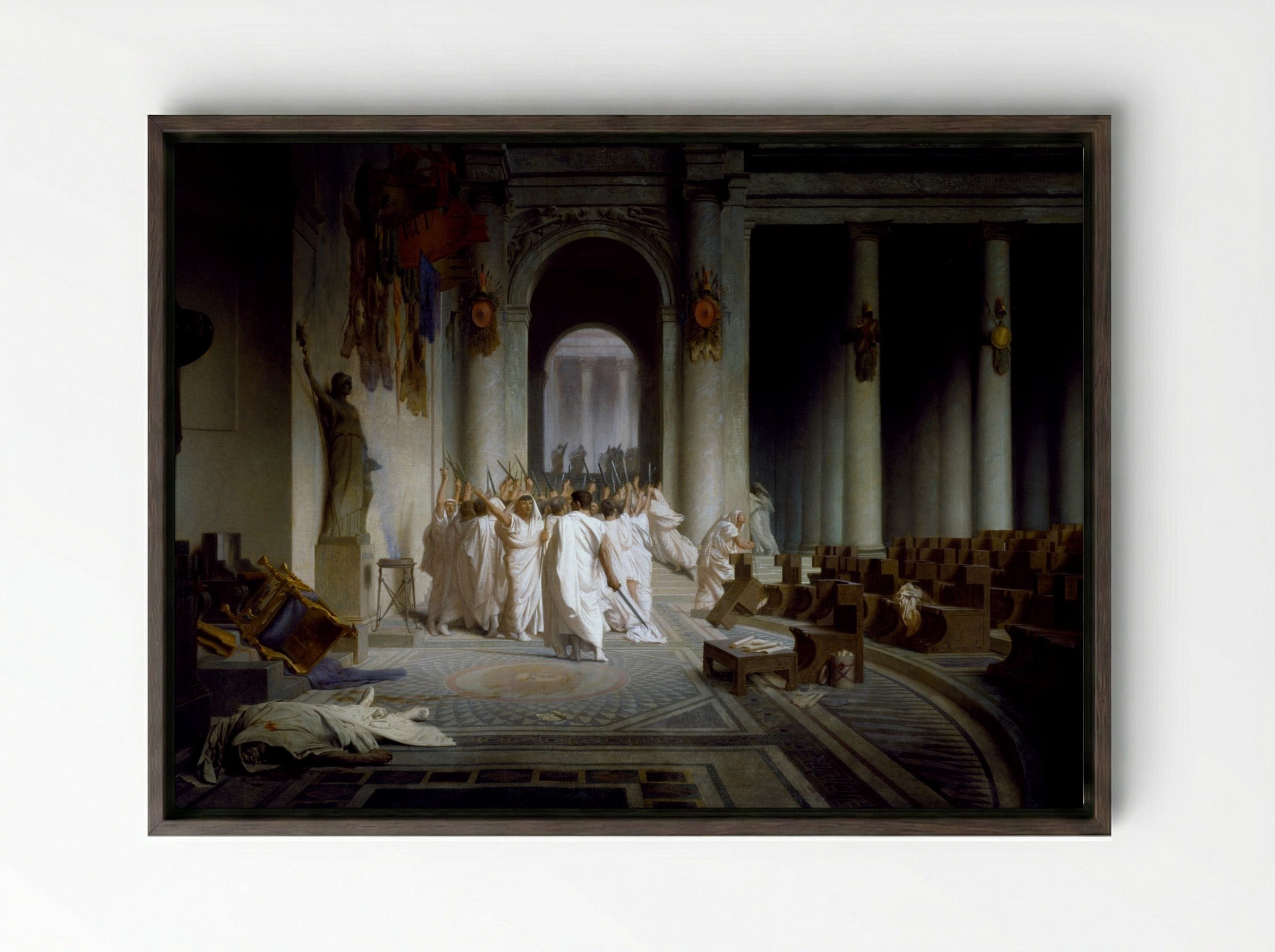 The Death of Caesar - Jean-Léon Gérôme - Framed Canvas Dark Wood