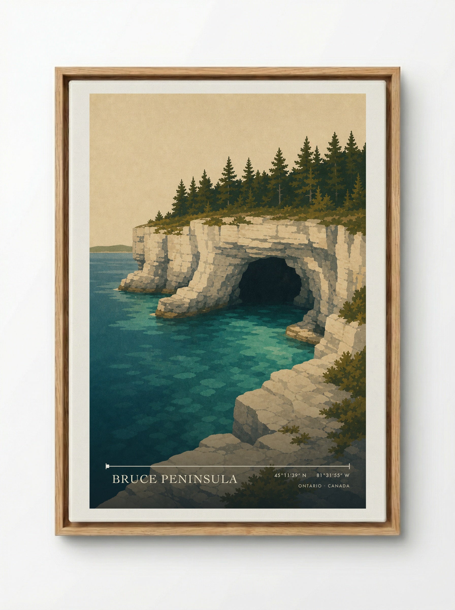 Bruce Peninsula Travel Poster - Framed Canvas Wood