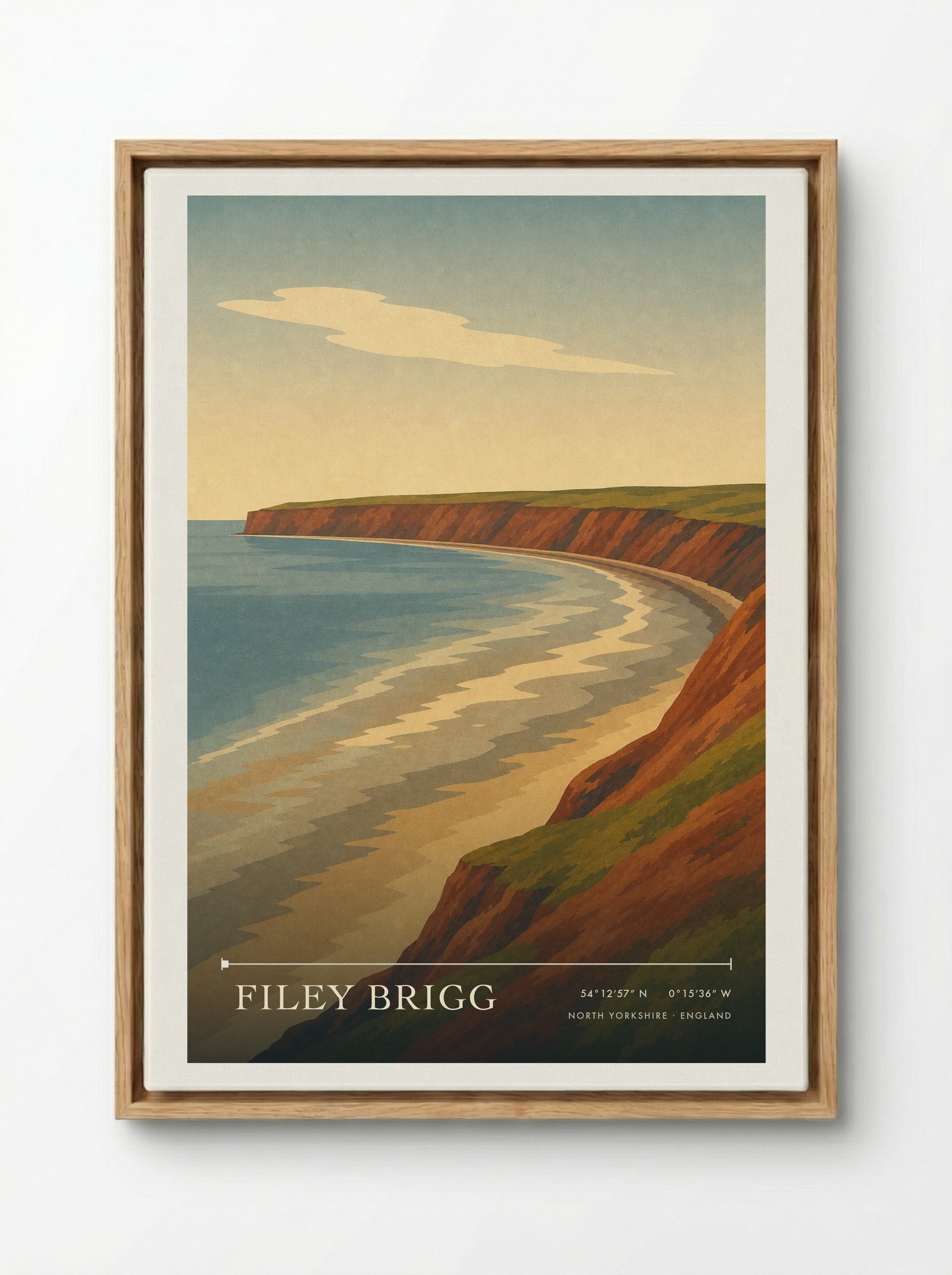 Filey Brigg Travel Poster Artwork - Framed Canvas Wood