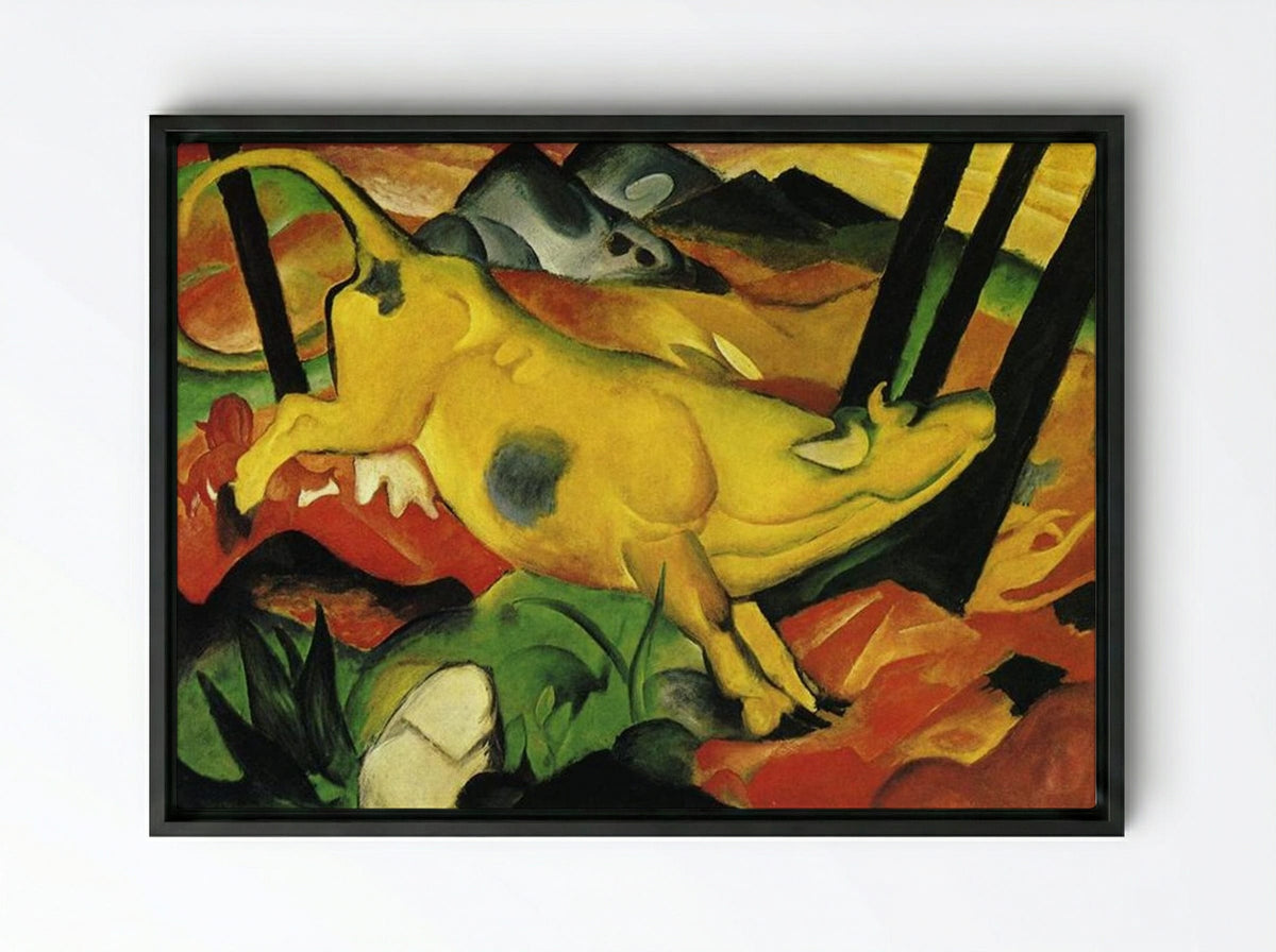 The Yellow Cow - Franz Marc - Framed Canvas Black