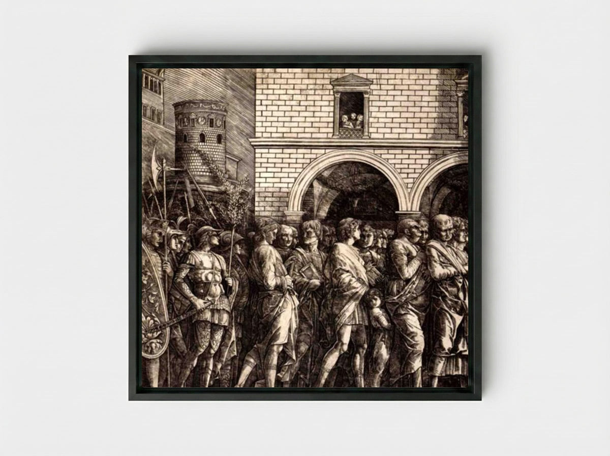 The Senators - Andrea Mantegna - Framed Canvas Black