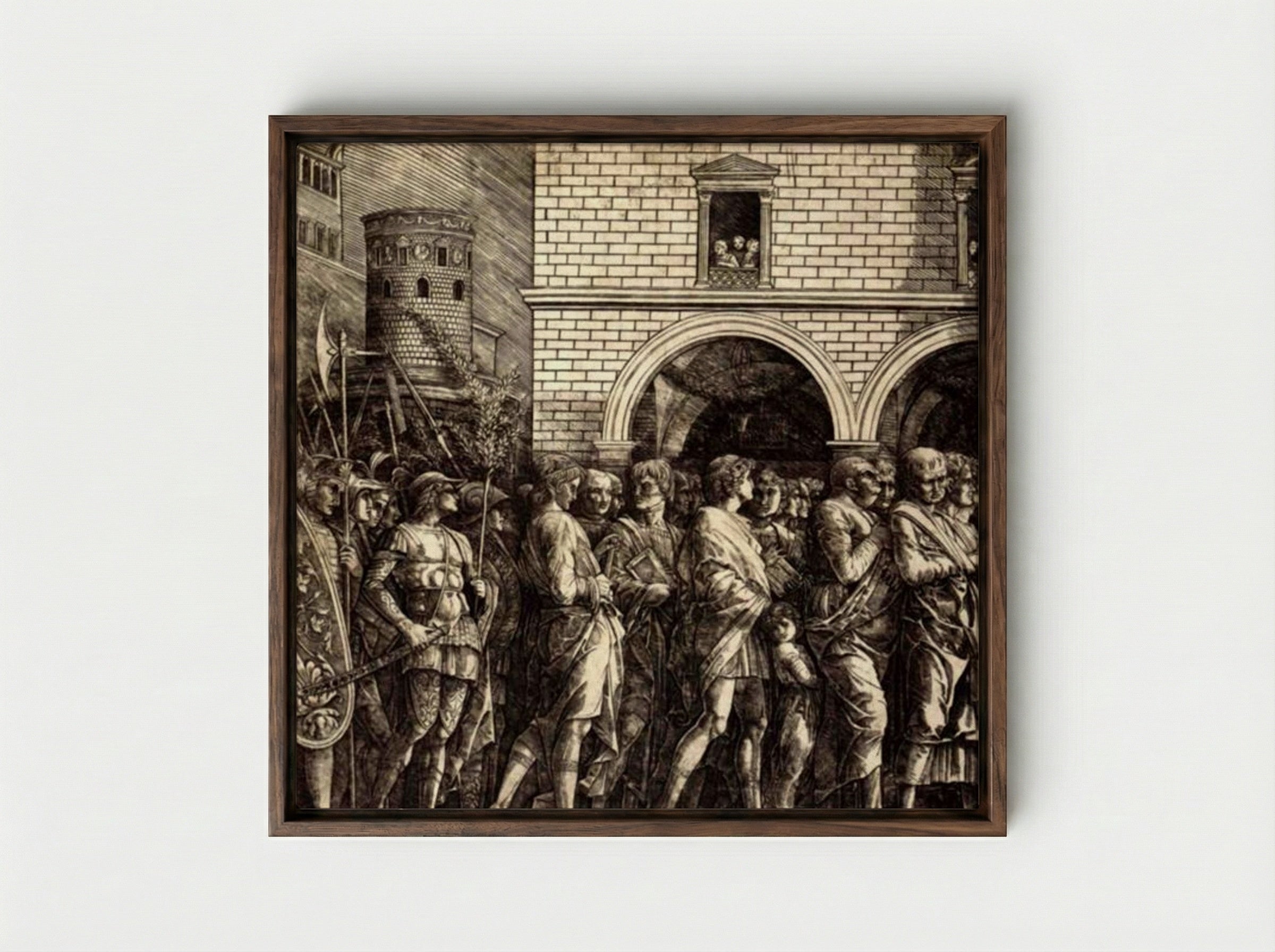 The Senators - Andrea Mantegna - Framed Canvas Dark Wood