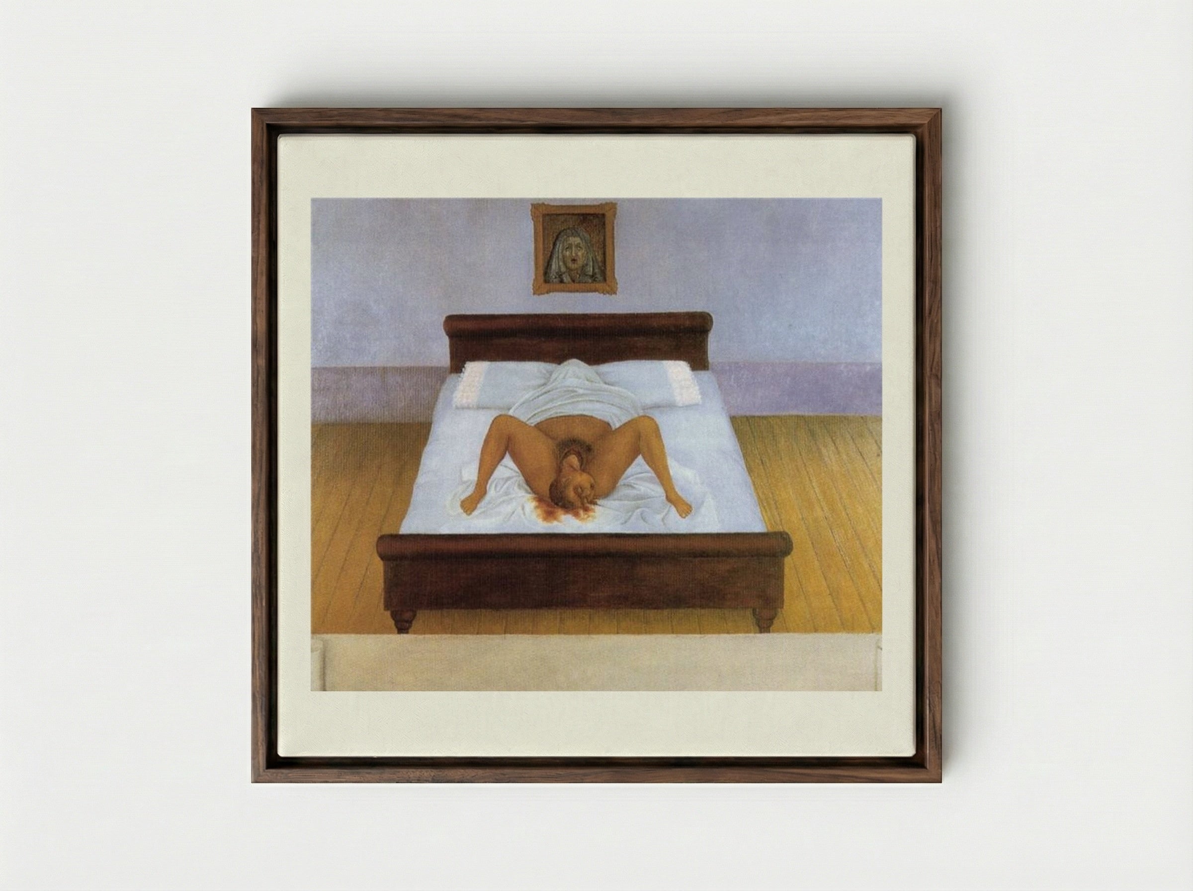 My Birth - Frida Kahlo - Framed Canvas Dark Wood
