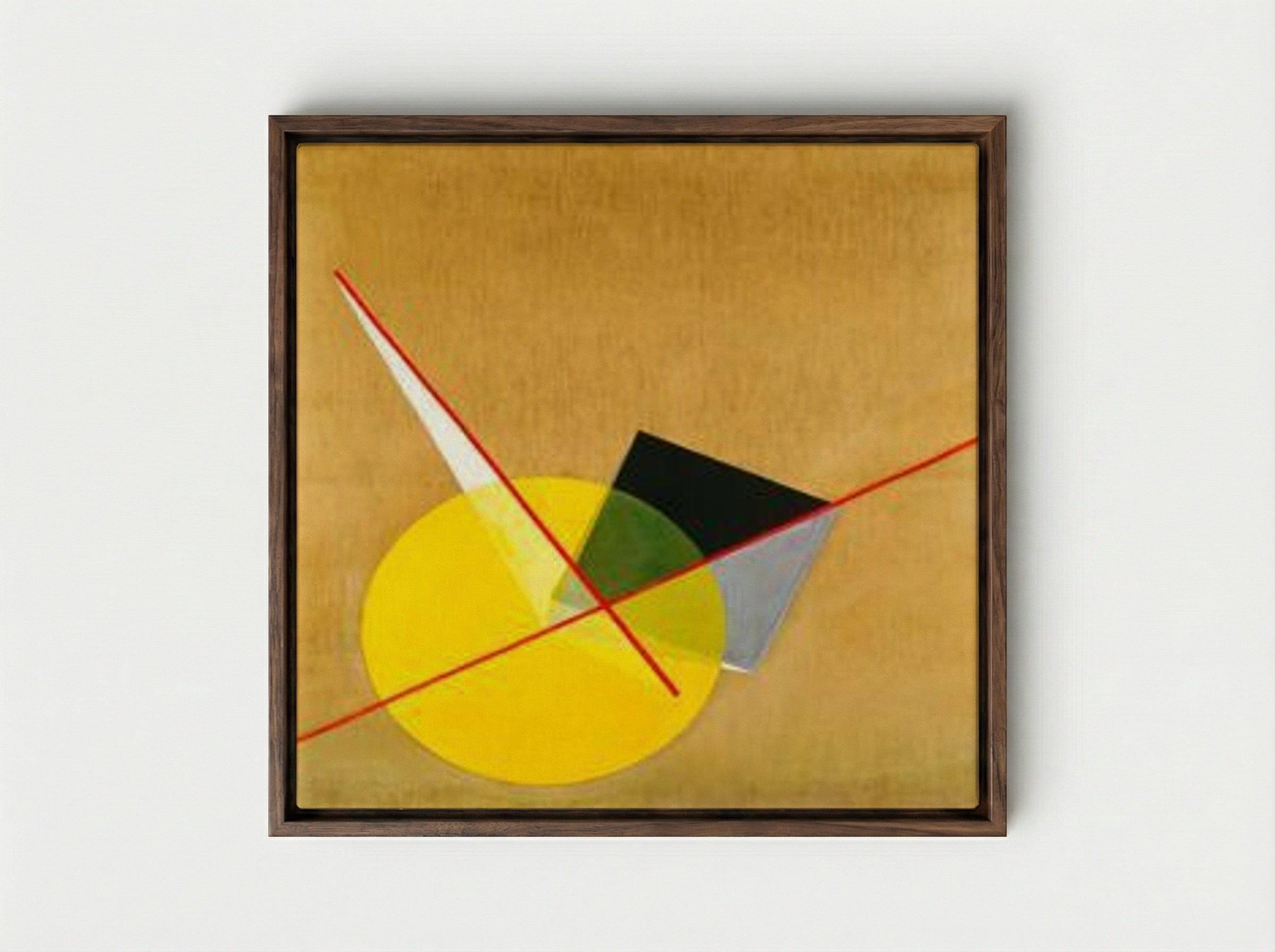 Yellow Circle - László Moholy-Nagy - Framed Canvas Dark Wood
